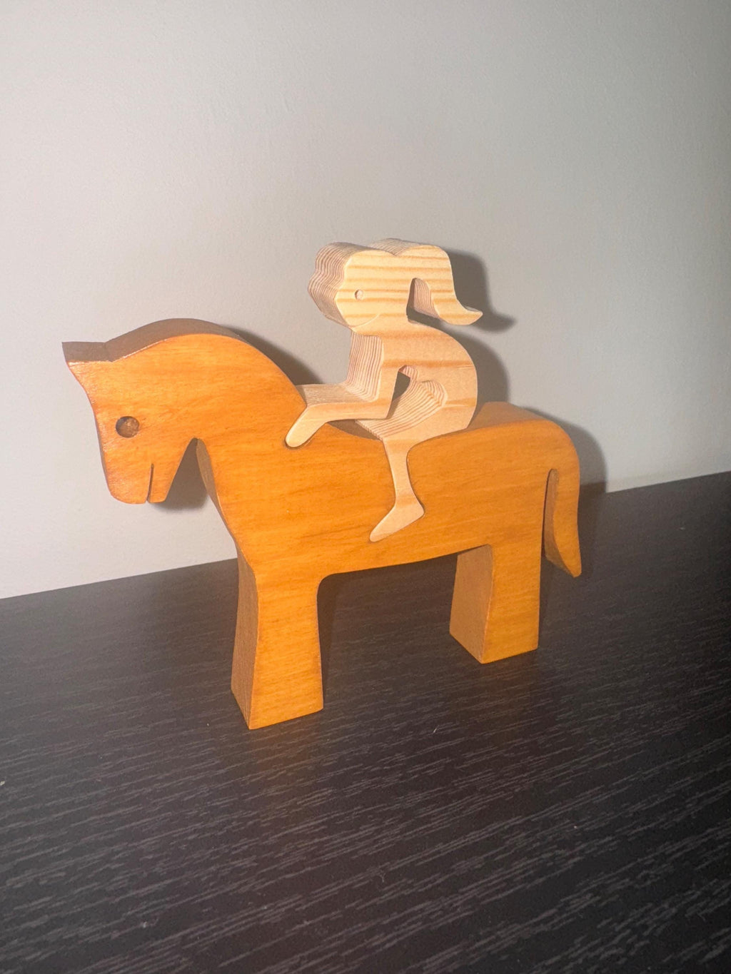 Woman on a Horse, Unique, Wooden figure, Hand made, Gift,  Craftmanship, Animal, Present