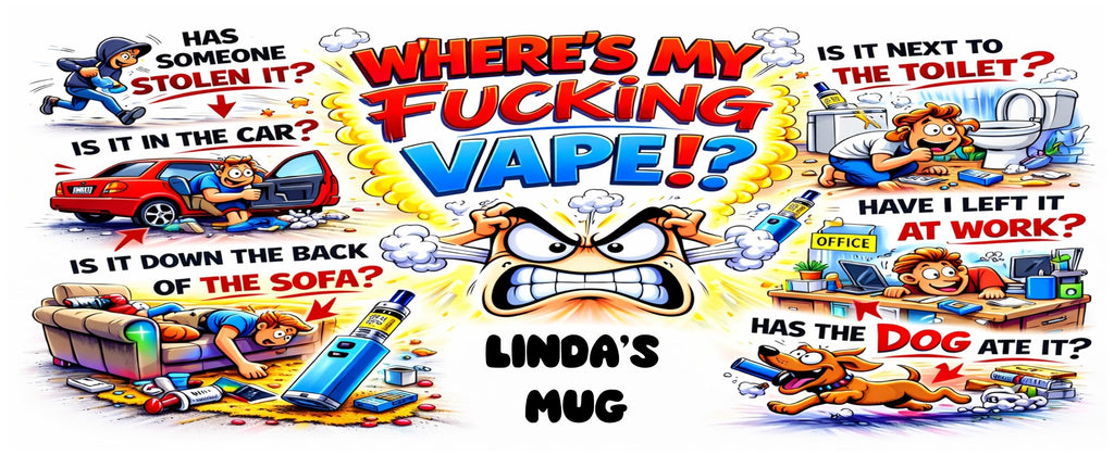 Personalised Where's my fucking vape, mug, Christmas, birthday, fun, lost, missing, him, her, swearing