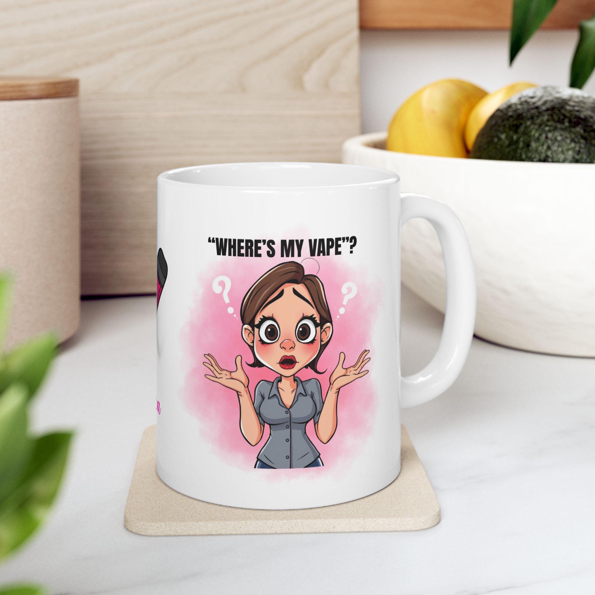 Personalised Where's My Vape Mug: Novelty Gift, her, fun.
