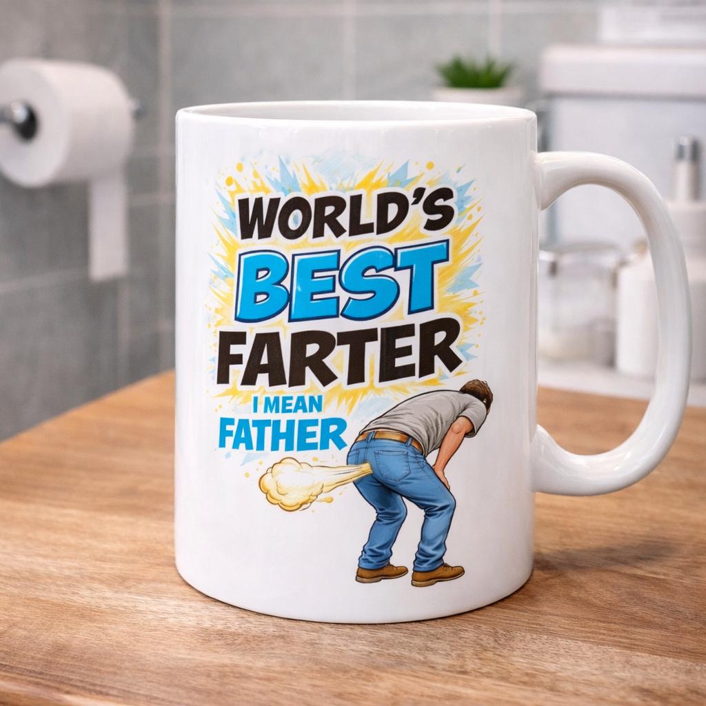 Personalised Father Mug, Funny Farter Dad Gift, Toilet Humor Beverage Cup