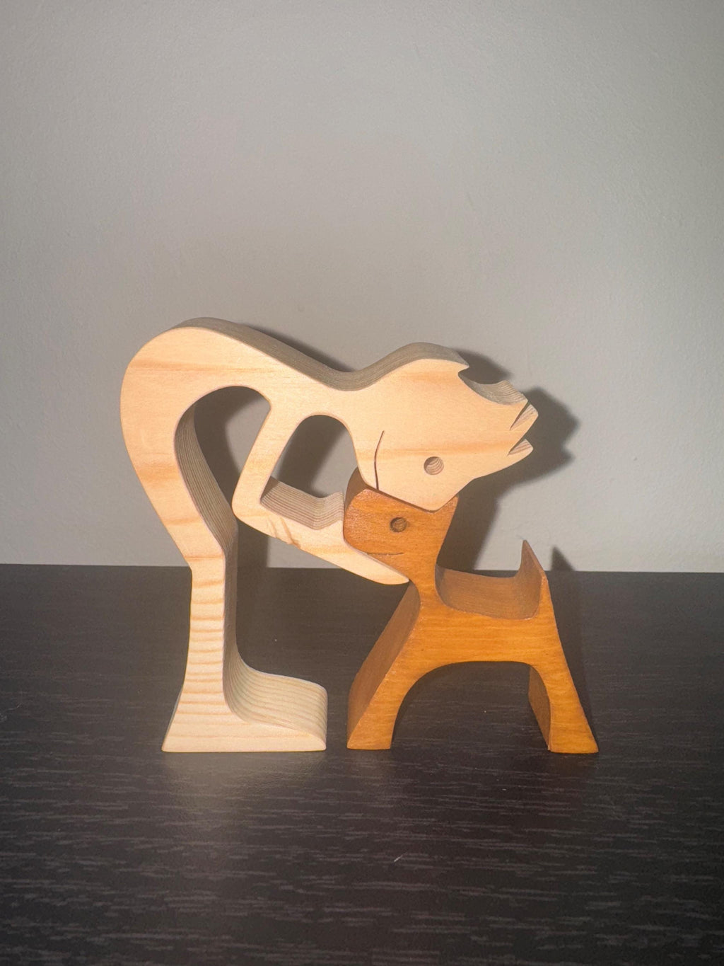 Man and dog, Wooden sculpture, Hand made,  Craftmanship, Animal, Dog, Unique