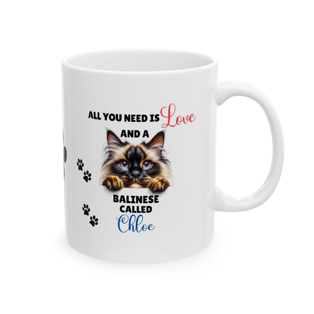 Personalized Balinese Cat Mug, Cute Cat Lover Gift