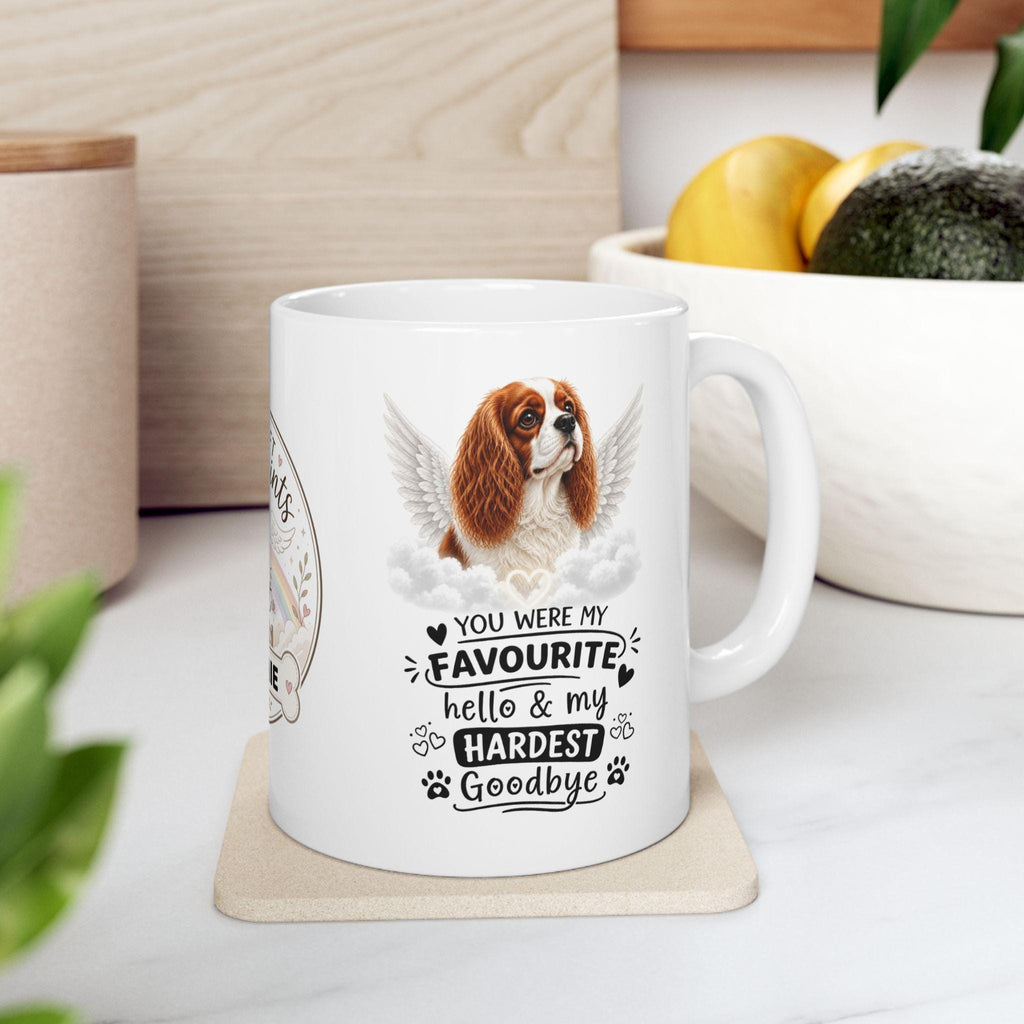 Personalised Cavalier king charles spaniel Memorial Mug Personalised,  Pet Loss, Dog Remembrance Mug, Favourite Hello Hardest Goodbye 11oz