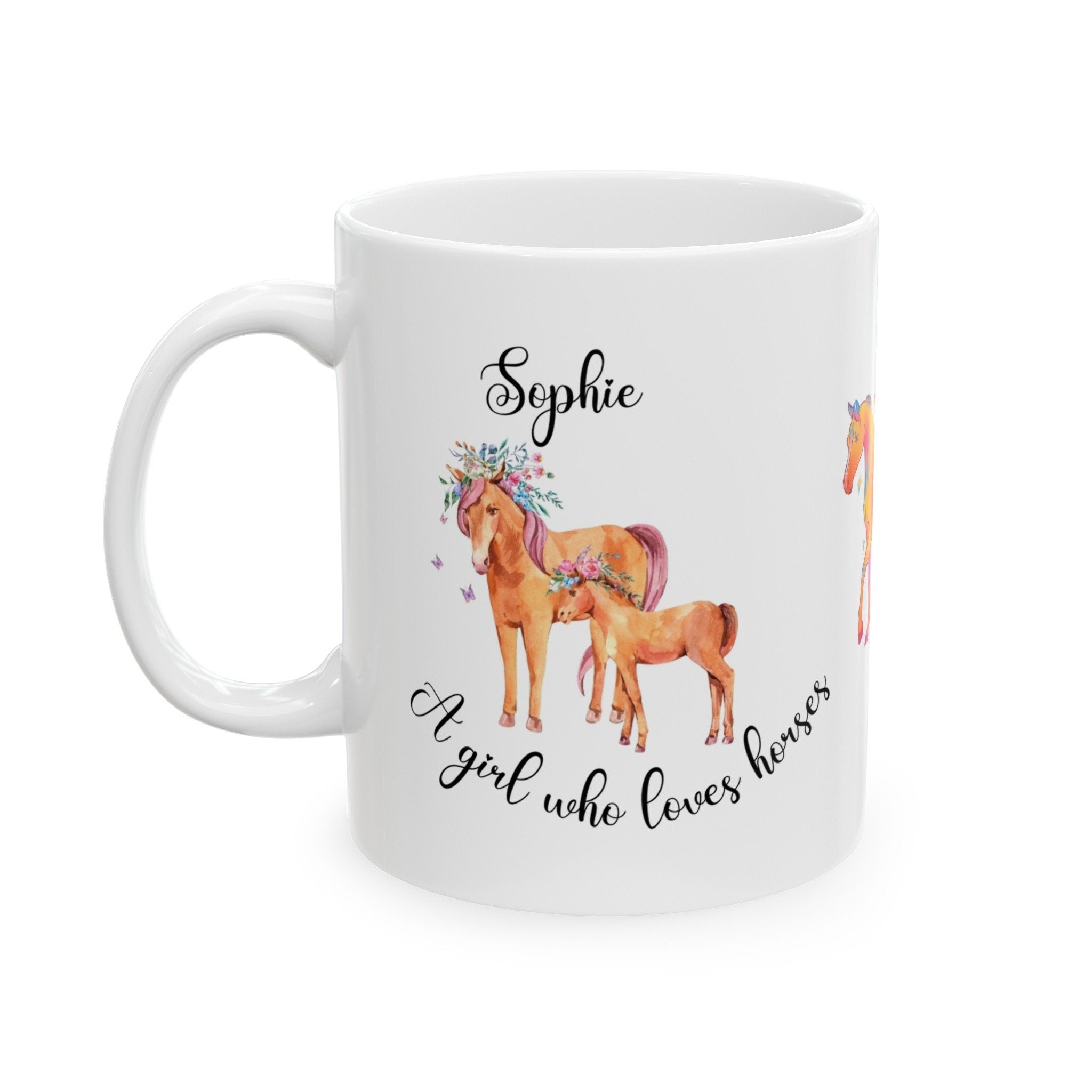 Personalized Horses Ceramic Coffee Mug, Horse Lover Gift