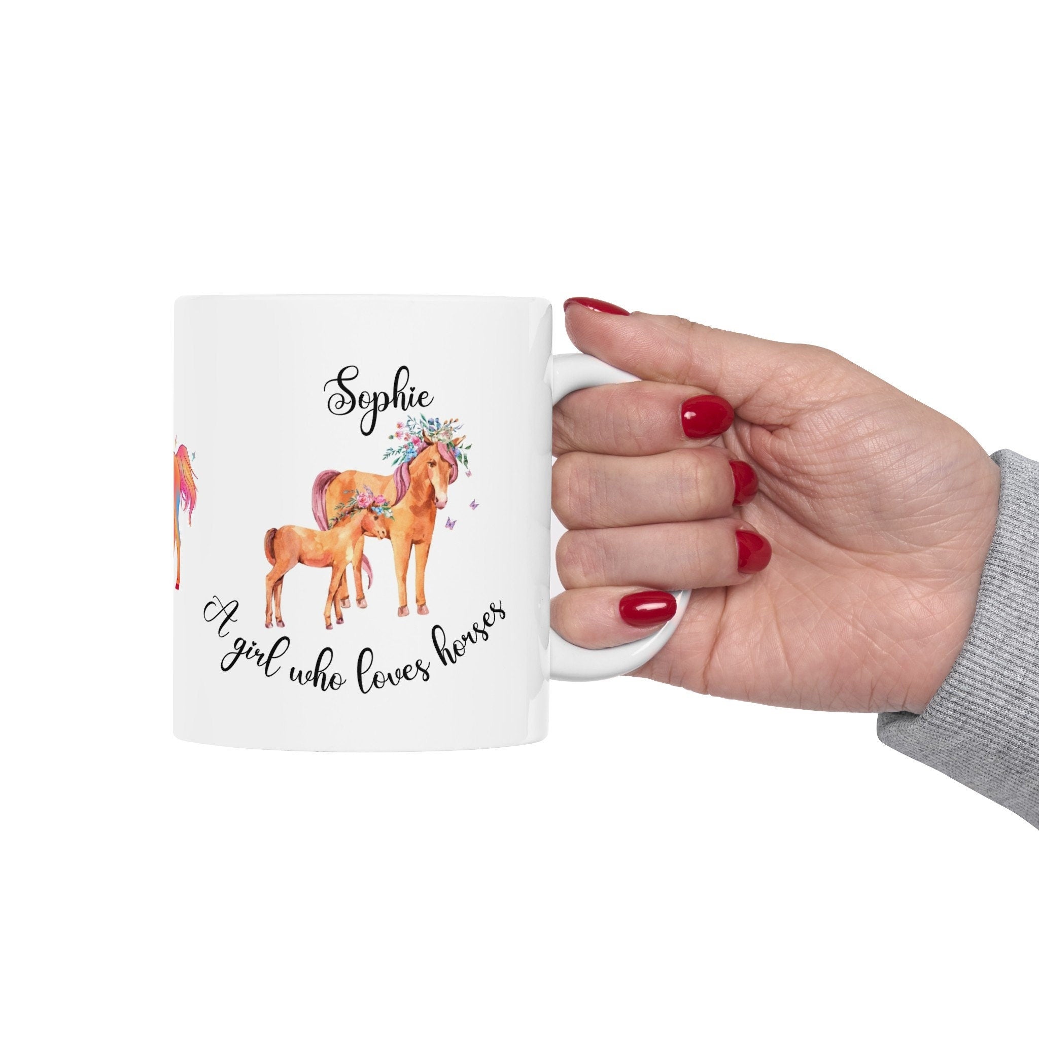 Personalized Horses Ceramic Coffee Mug, Horse Lover Gift