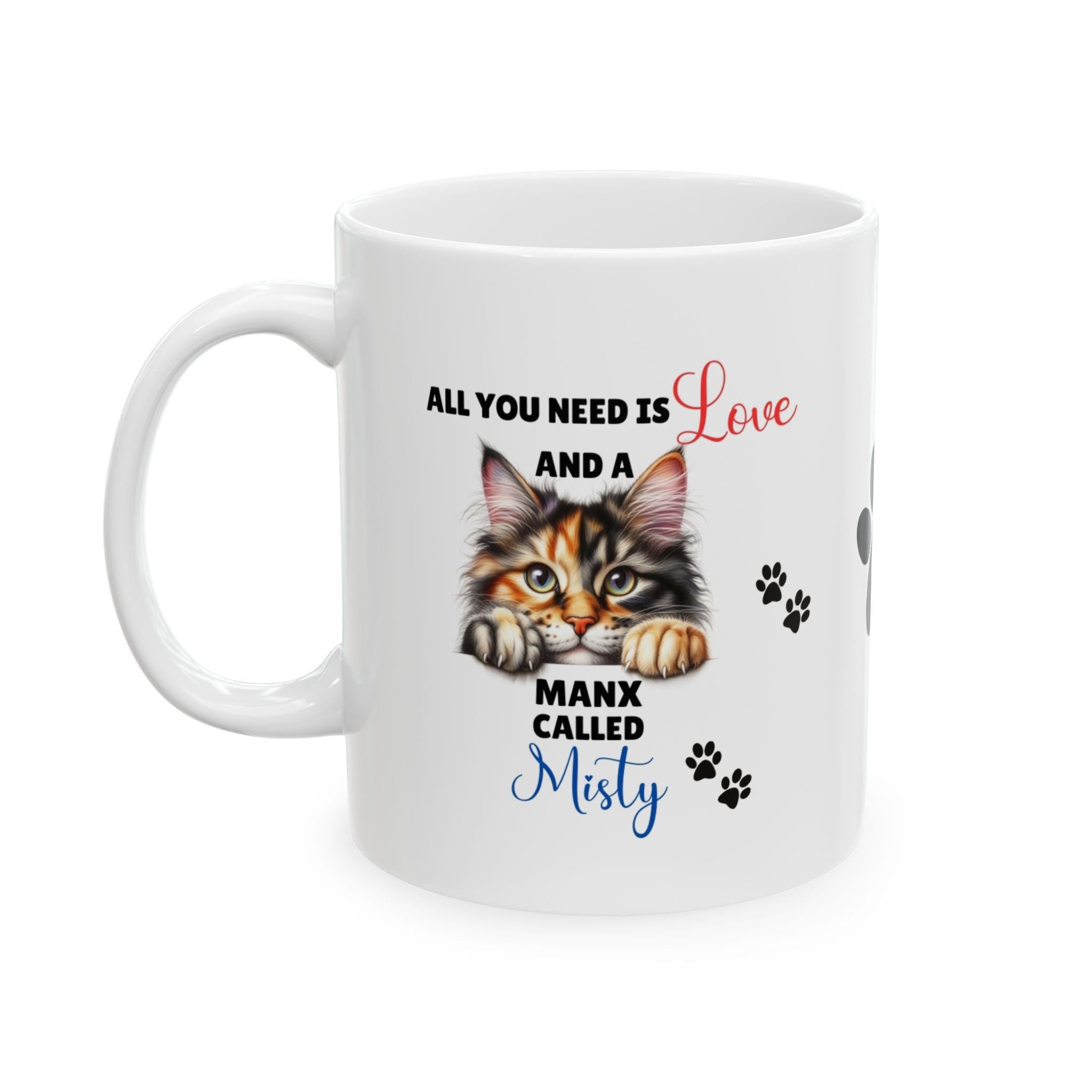 Personalized Manx Cat Mug, Cute Cat Lover Gift