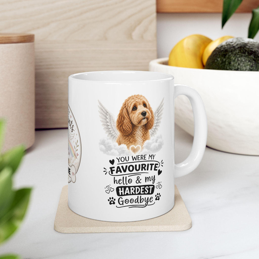 Personalised cocker poo Memorial Mug Personalised, Pet Loss Gift, Dog Remembrance Mug, Favourite Hello Hardest Goodbye 11oz