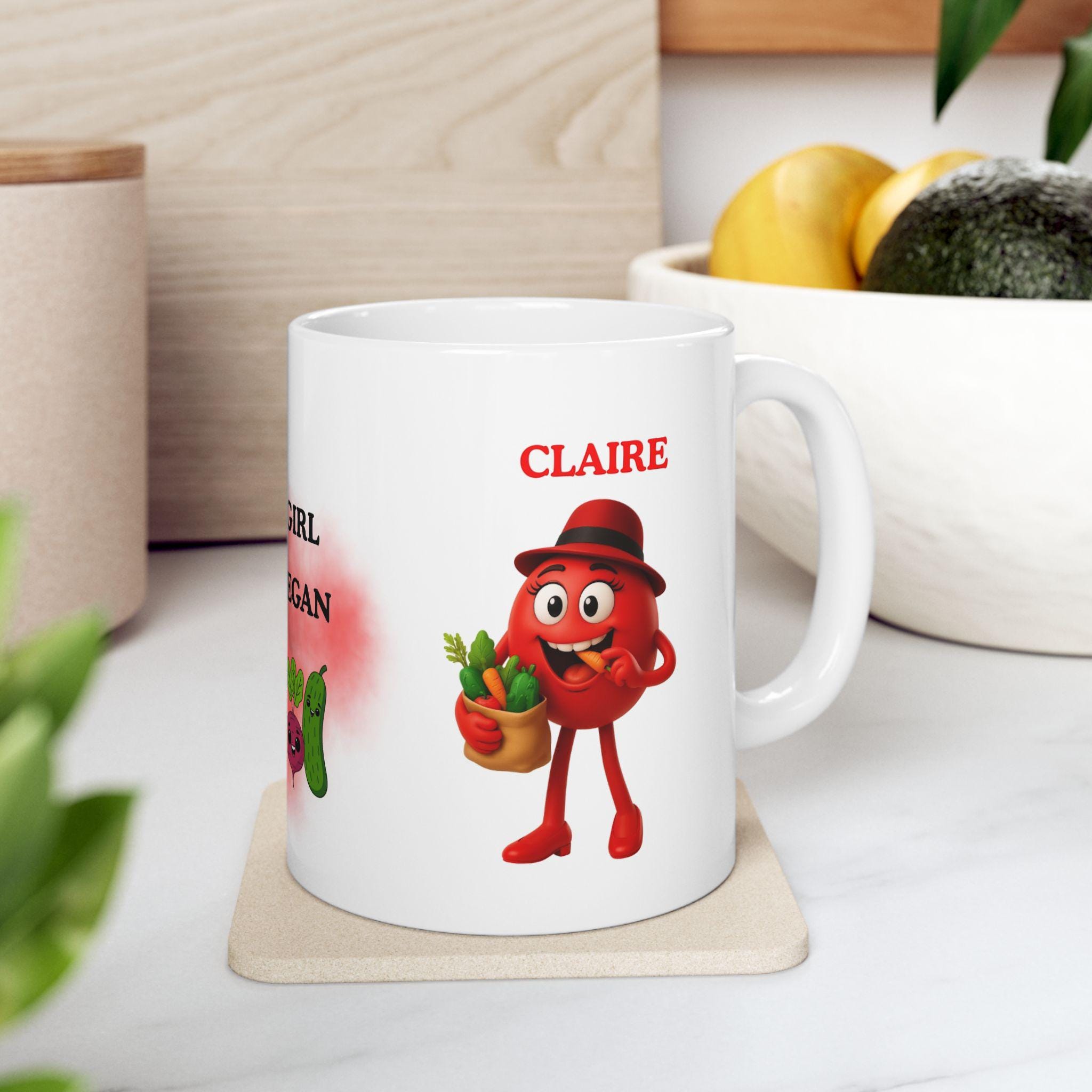 Just a girl who's vegan, mug, personalised, gift, cute, fun.