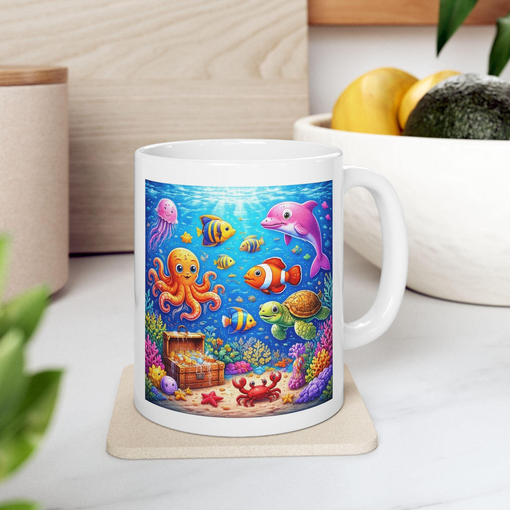 Personalised Children's Under The Sea, Sea Life Mug, 11oz Ceramic, Boy, Girl, Colourful, Ocean