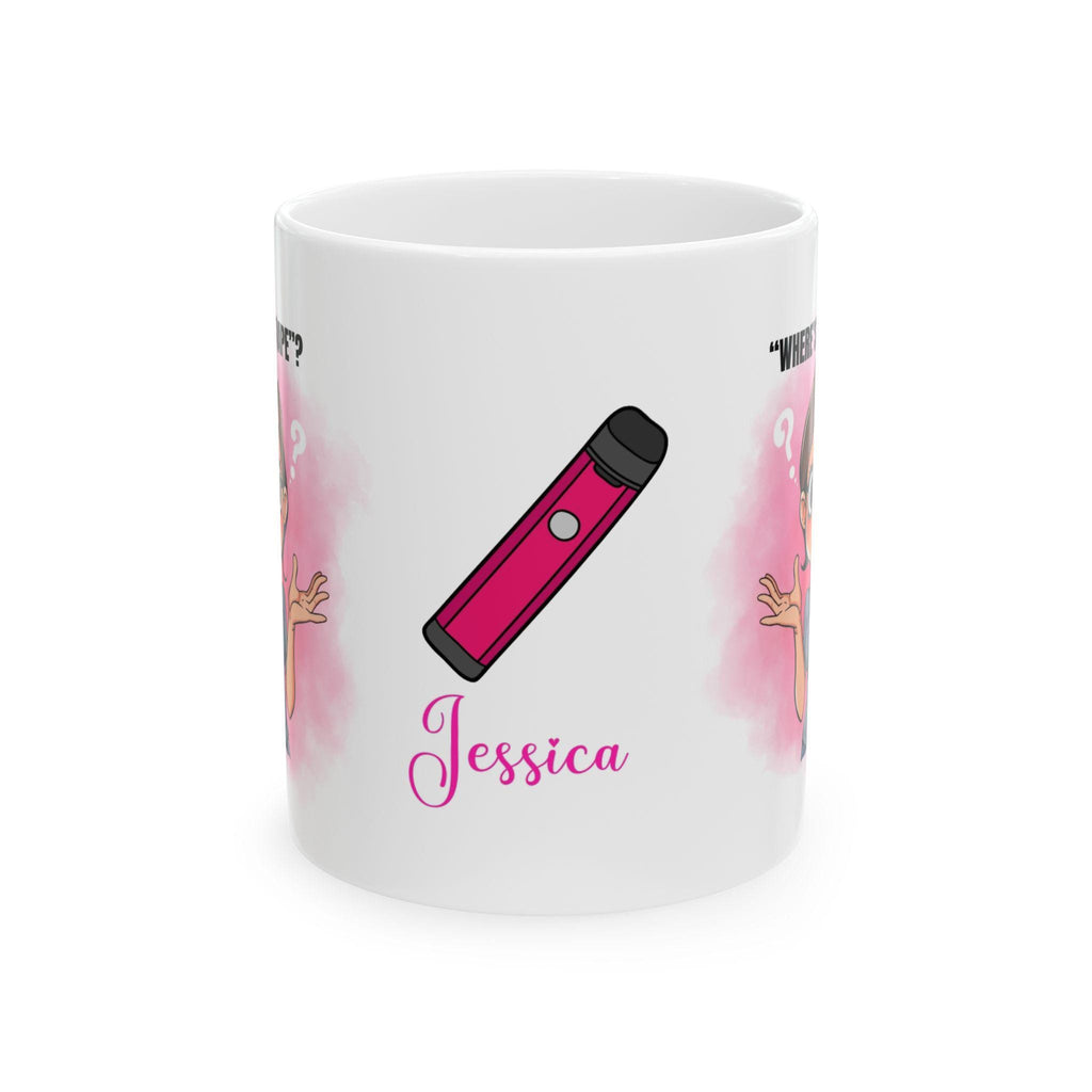 Personalised Where's My Vape Mug: Novelty Gift, her, fun.