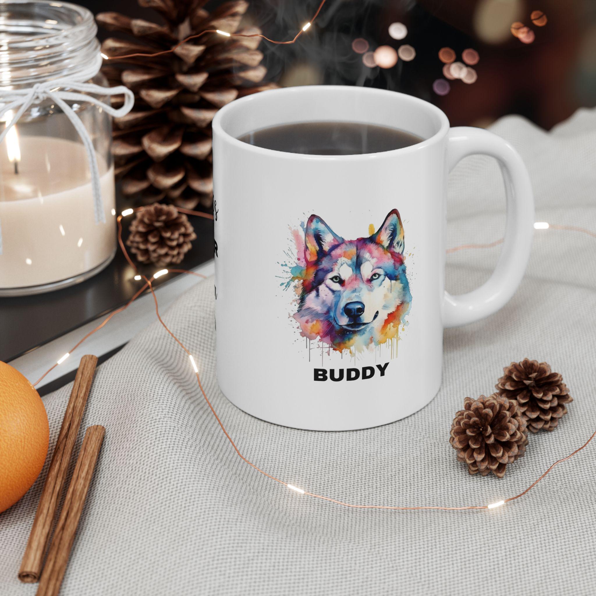 Personalised Husky Mug: Watercolor Dog Lover Gift