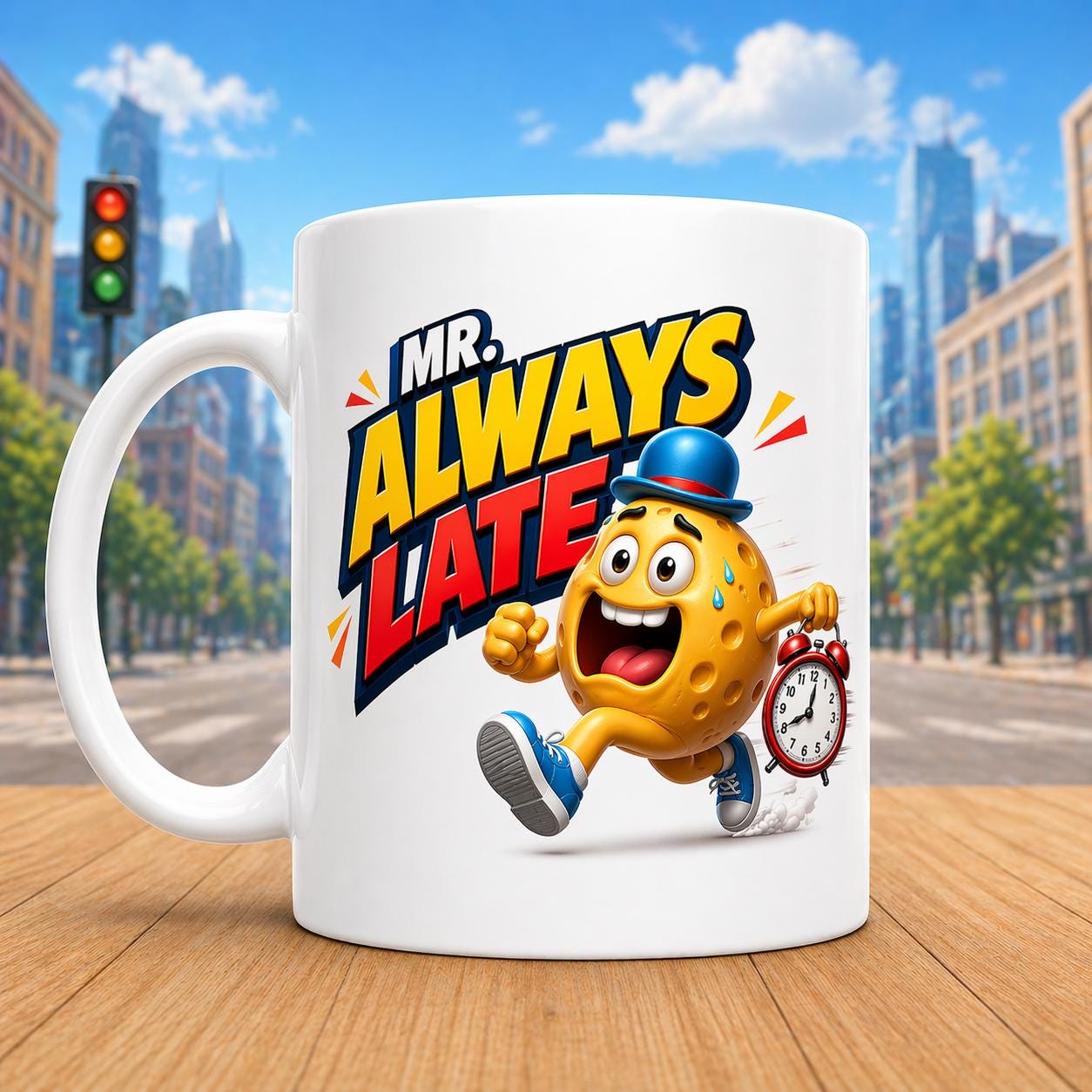 Mr always late, mug, personalised, fun, running late, gift, 11oz Ceramic