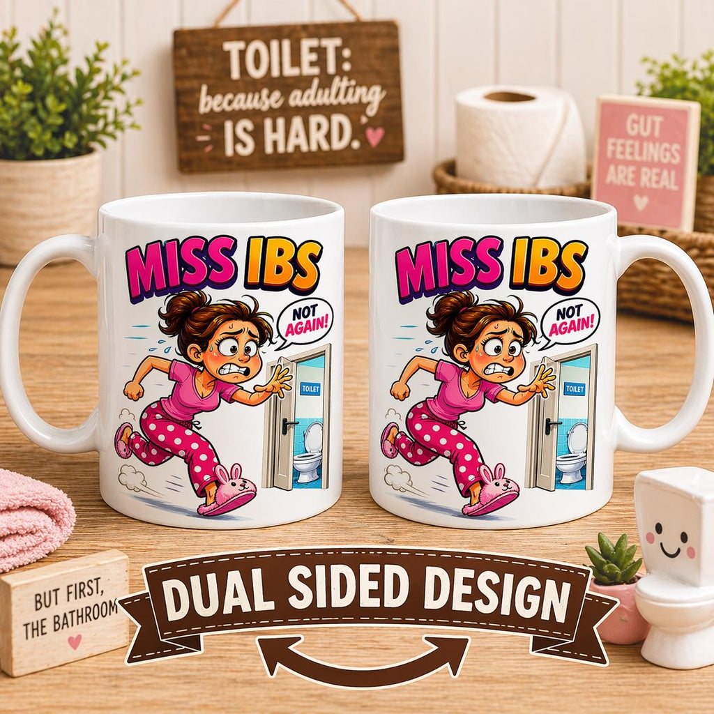 Personalised Miss IBS Mug, Funny Toilet Humour Gift, 11oz Ceramic