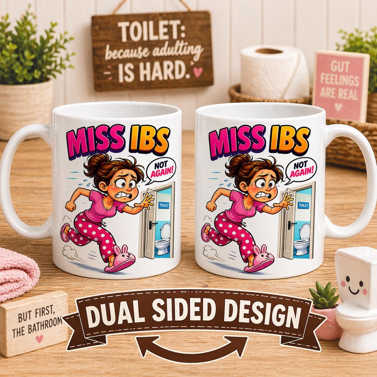 Personalised Miss IBS Mug, Funny Toilet Humour Gift, 11oz Ceramic
