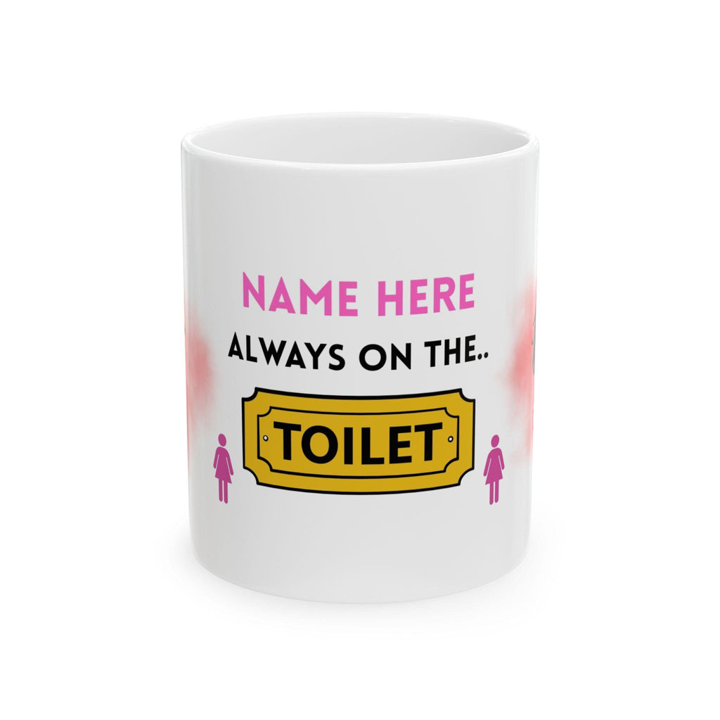 Personalised Cartoon Toilet Mug, Funny Secret Santa Gift