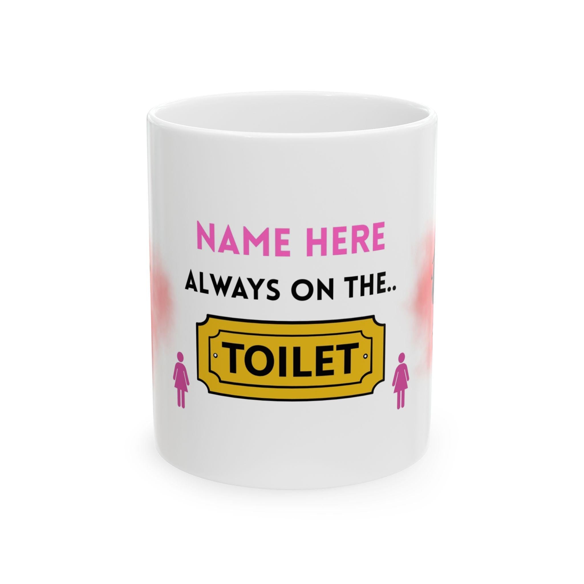 Personalised Cartoon Toilet Mug, Funny Secret Santa Gift