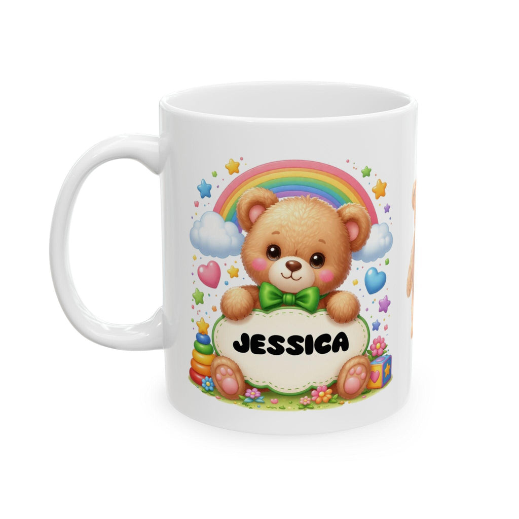 Personalised Teddy Bear Children's Mug, 11oz Ceramic, Boy Girl