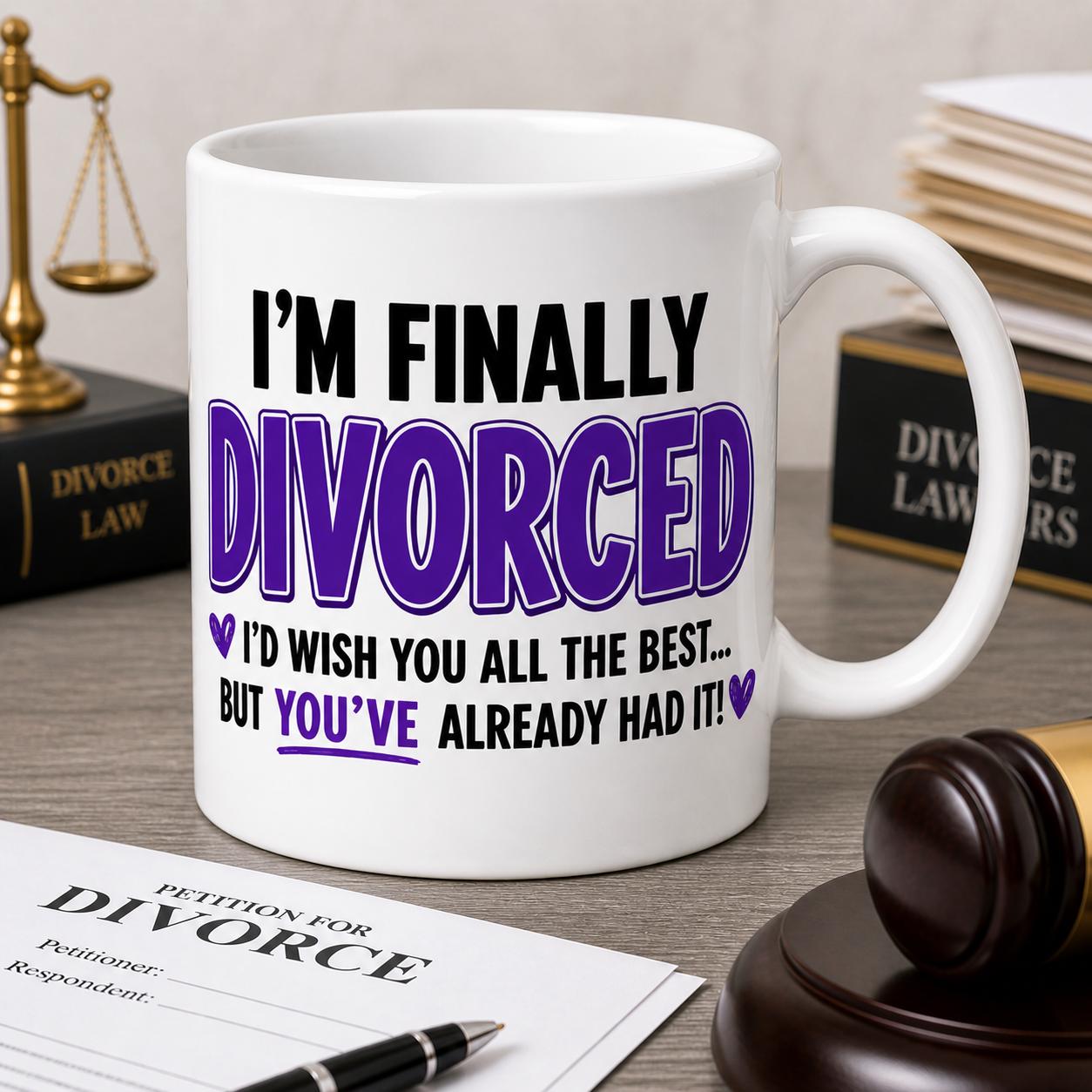 Divorce Mug, Funny, Hilarious, Novelty, Gift, Woman, Jokes, Fun, Cup, Ceramic, Coffee, Separation