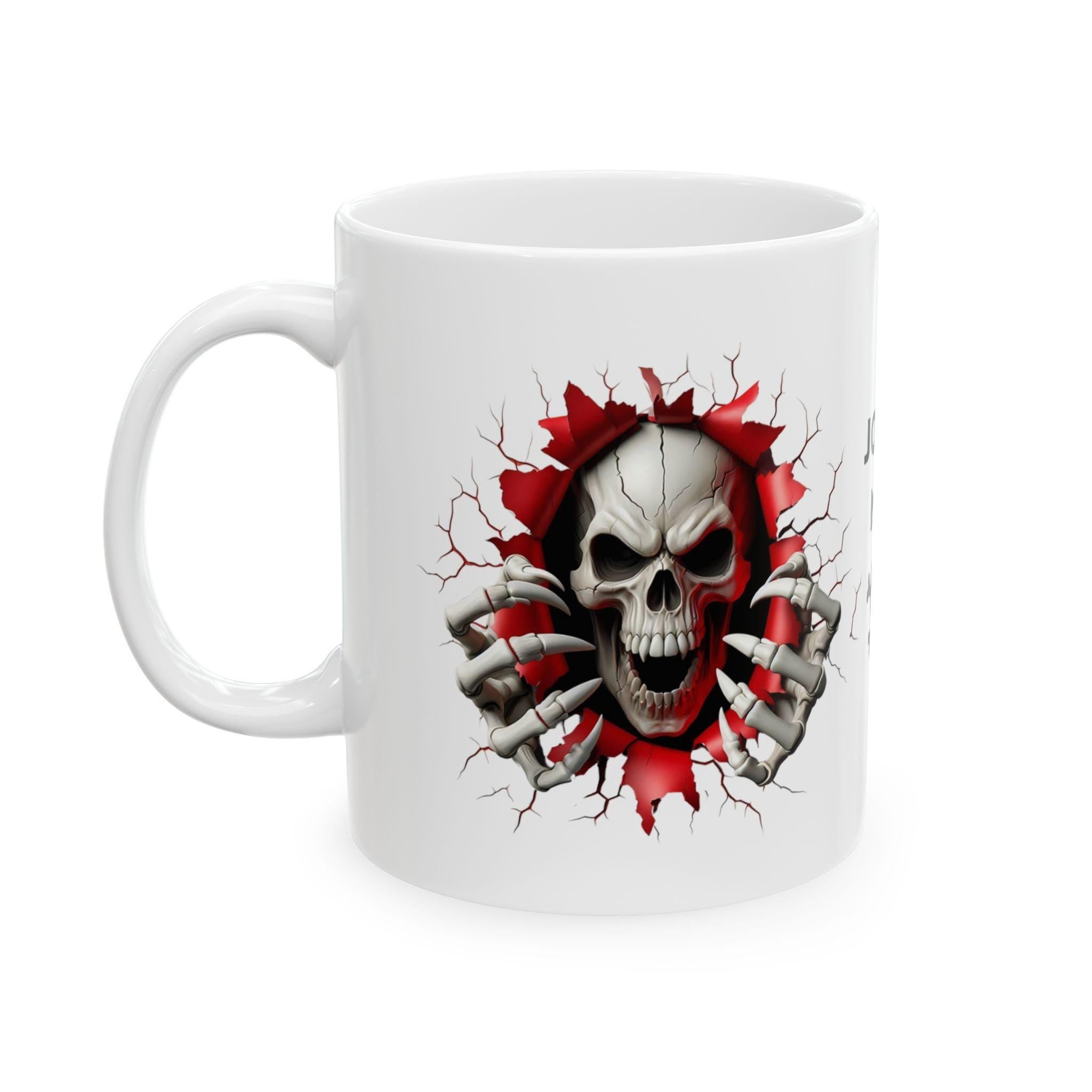 3D Skull Coffee Mug, Personalised Drinkware, Unique Design