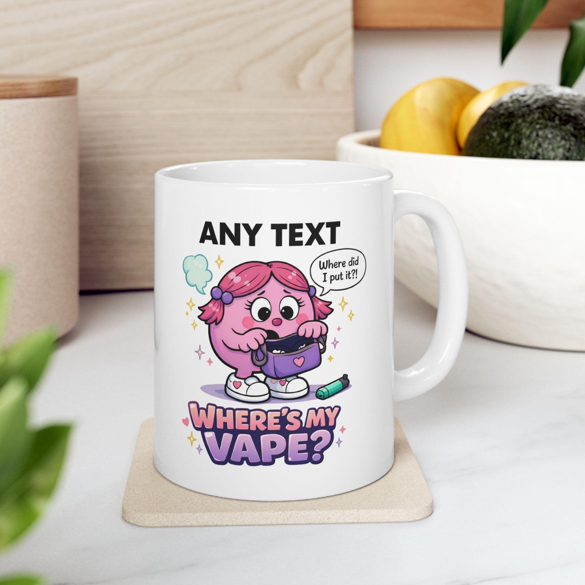 Personalised 'Where's My Vape' Mug, Funny Novelty Gift