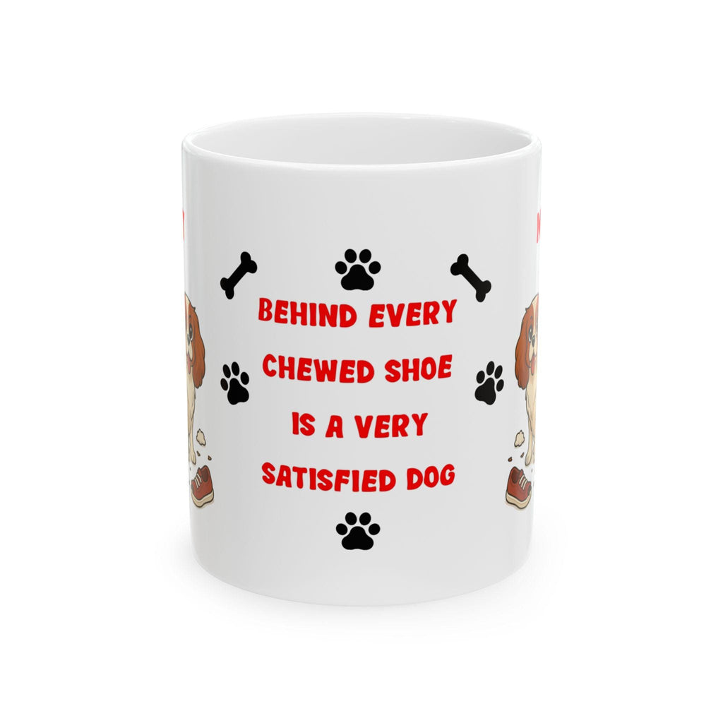 Personalised Cavalier King Charles dog Mug: chewing shoes quote funny.