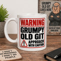 Personalised Warning Grumpy Old Git Approach With Caution Funny Mug, Banter, Man, Woman, 11oz Ceramic Coffee Cup
