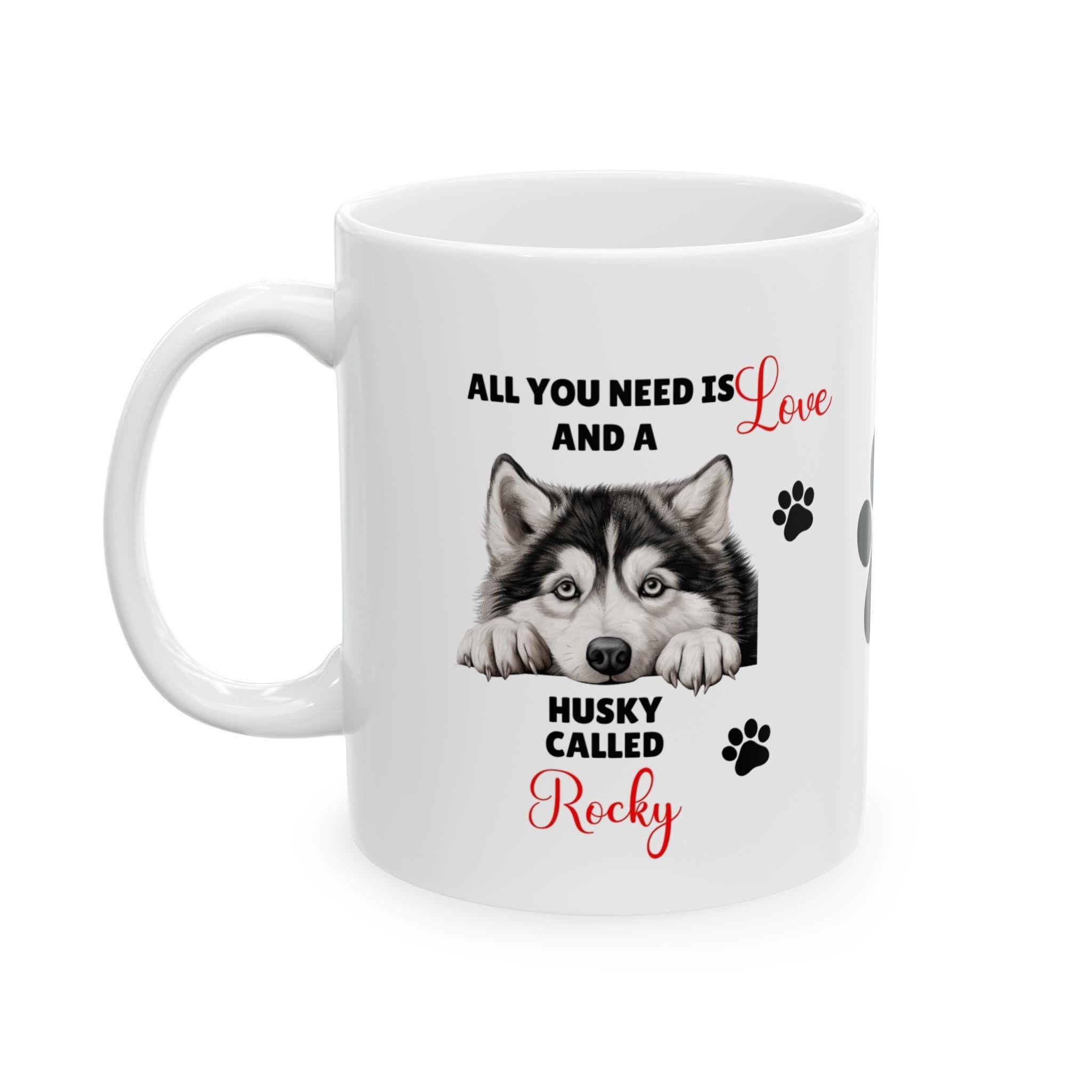 Personalised Husky Mug: Dog Lover Gift, 11oz Ceramic Coffee Cup Drinkware