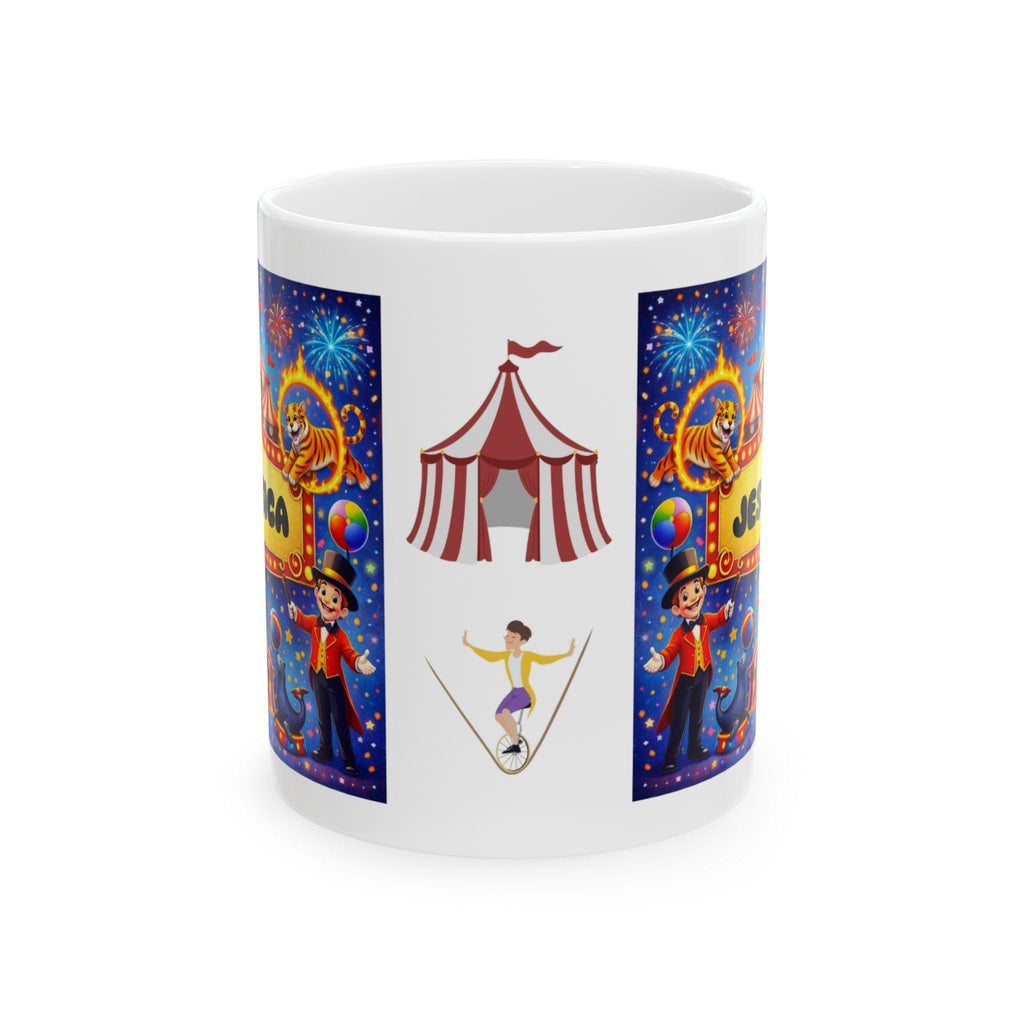 Personalised Children's Circus Mug, 11oz Ceramic, Boy, Girl, Colourful, Animals