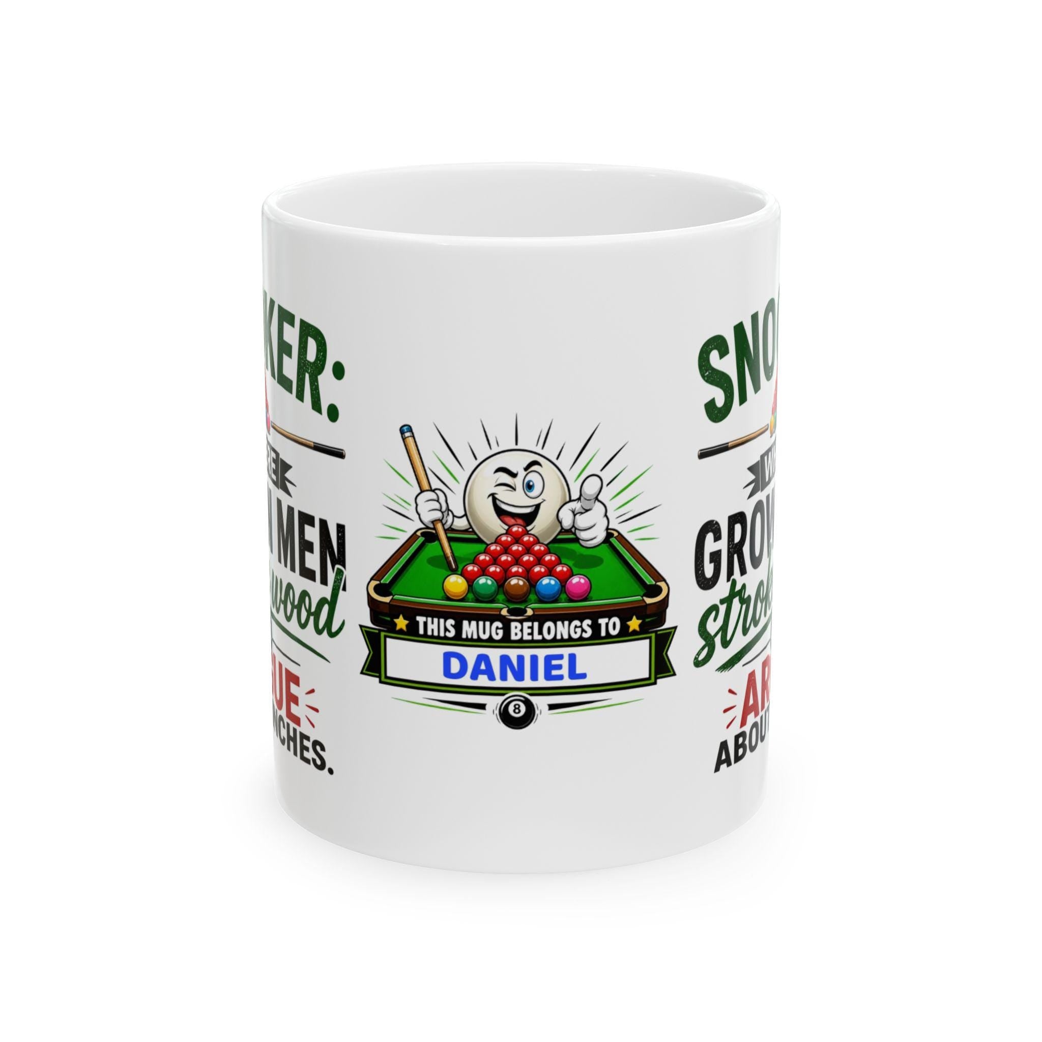 Personalised funny snooker mug, banter, sport, balls, snooker table, 11oz