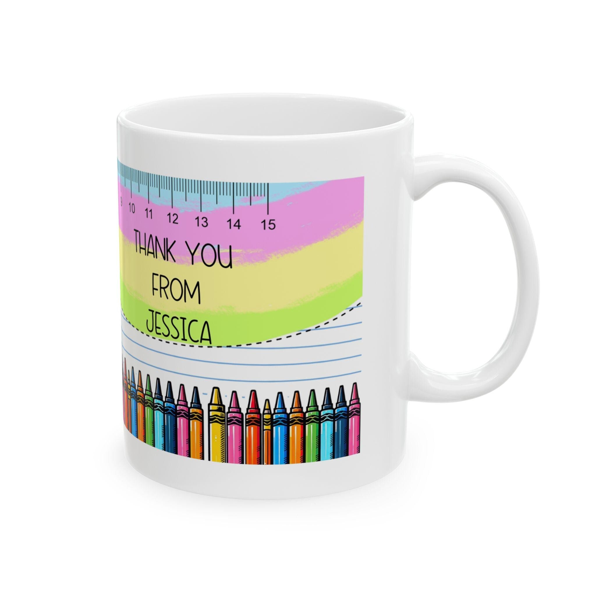 Personalised Teacher Mug, Crayon Design, Thank You Gift