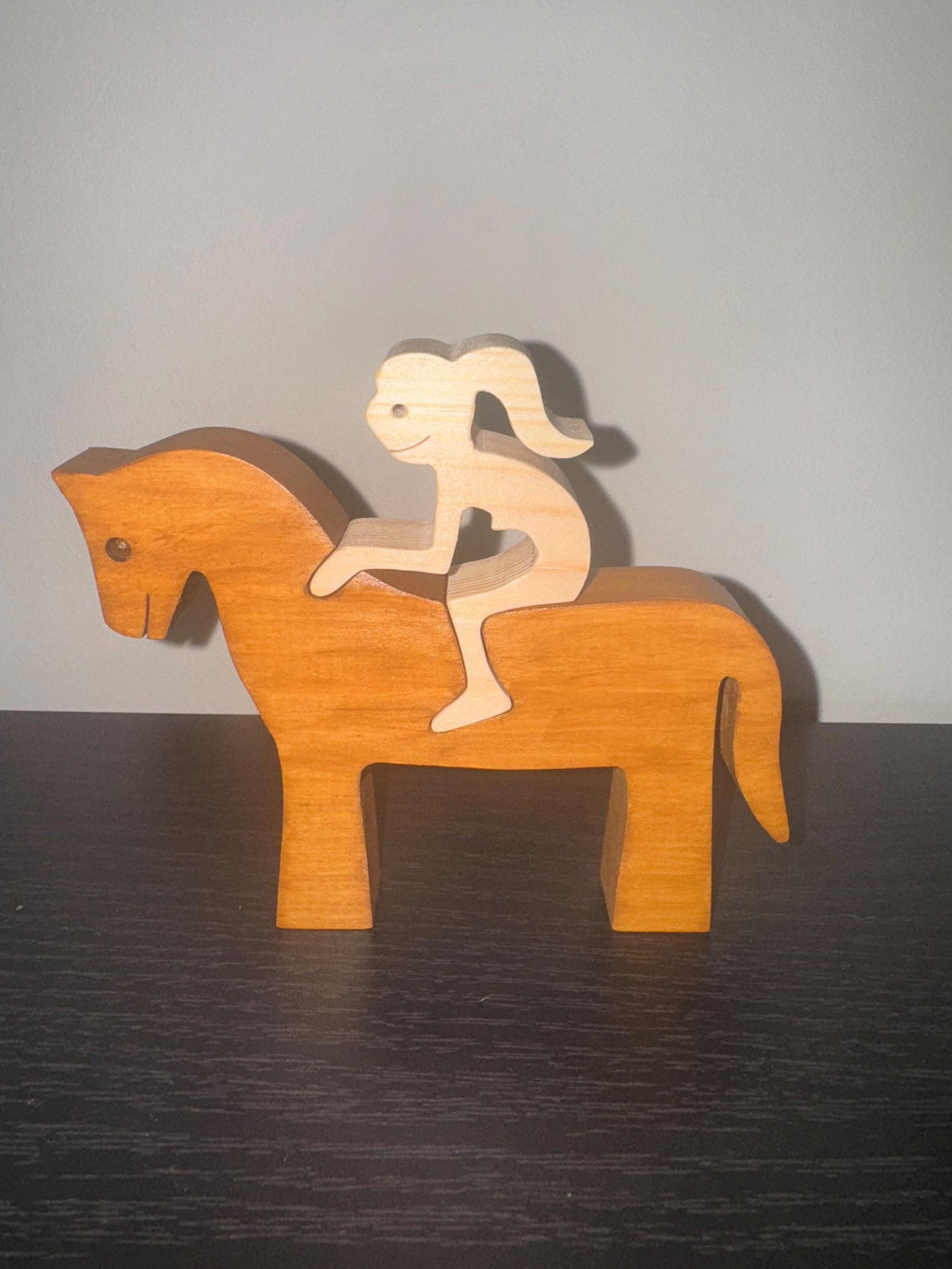 Woman on a Horse, Unique, Wooden figure, Hand made, Gift,  Craftmanship, Animal, Present