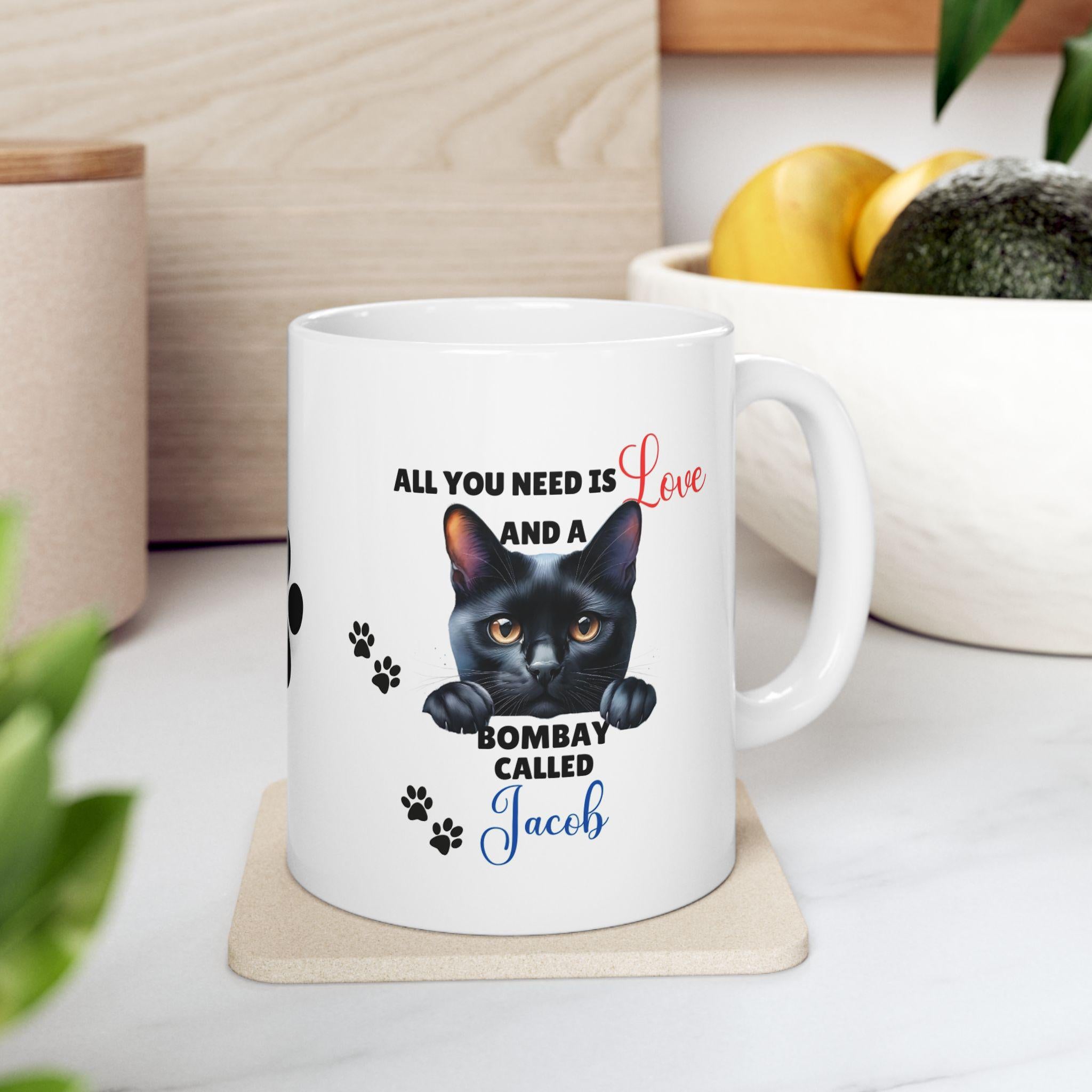 Personalised Bombay Cat Mug, Cat Lover Gift, Microwave Safe