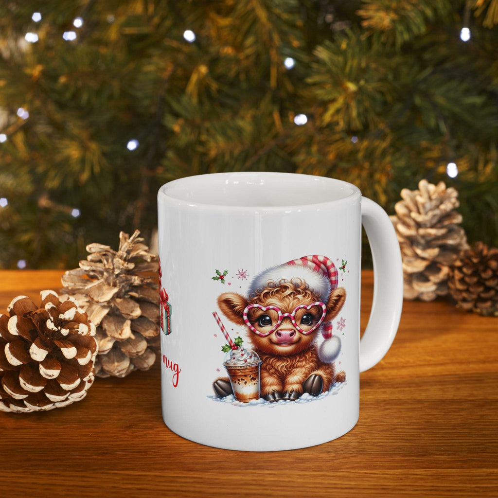 Personalised Highland Cow Christmas Mug, Secret Santa Gift