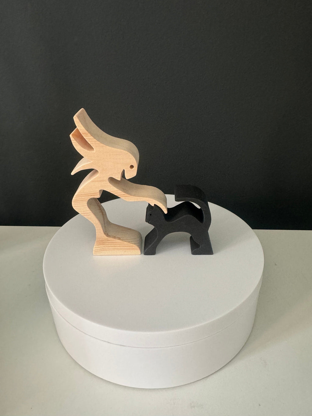 Woman and cat, Wooden sculpture, Hand made, Gift, unique, Craftmanship, Animal, cat