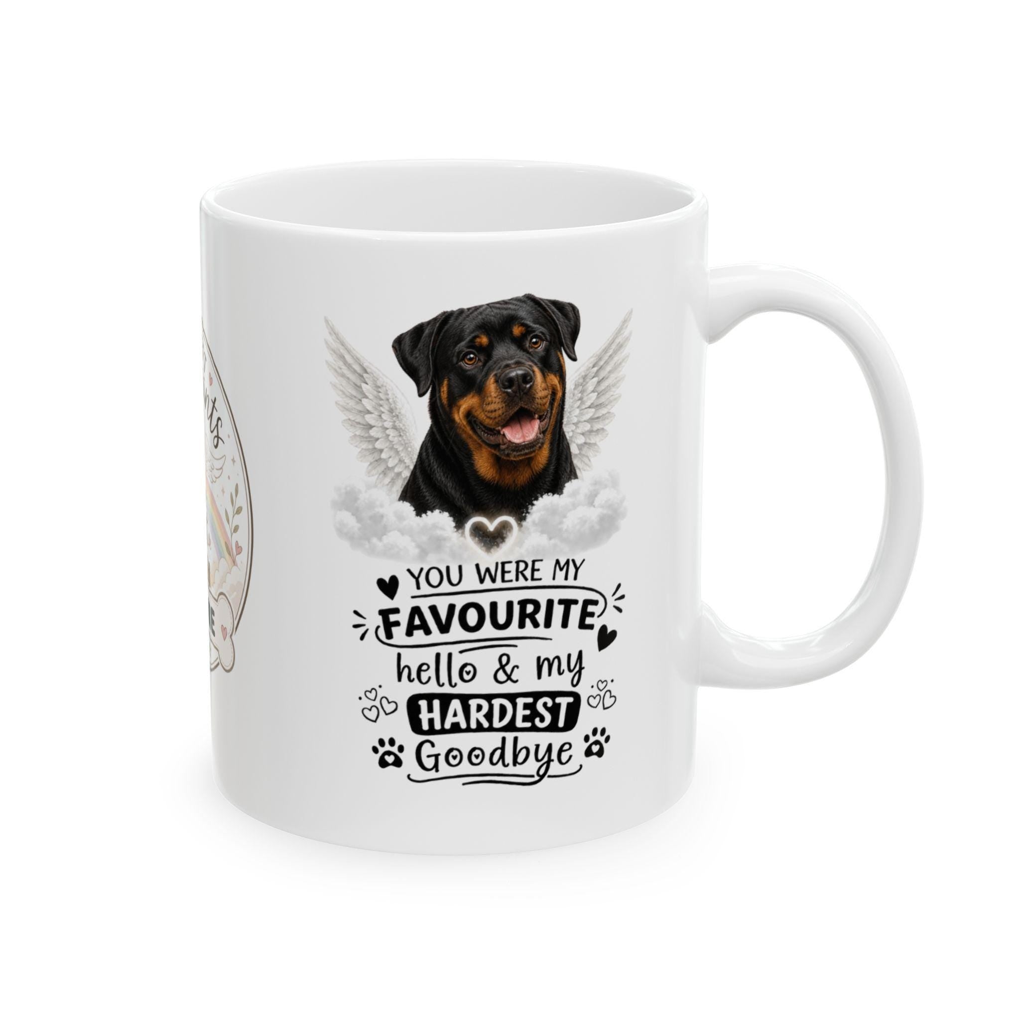 Personalised Rottweiler Memorial Mug Personalised, rottie Pet Loss Gift, Dog Remembrance Mug, Favourite Hello Hardest Goodbye 11oz