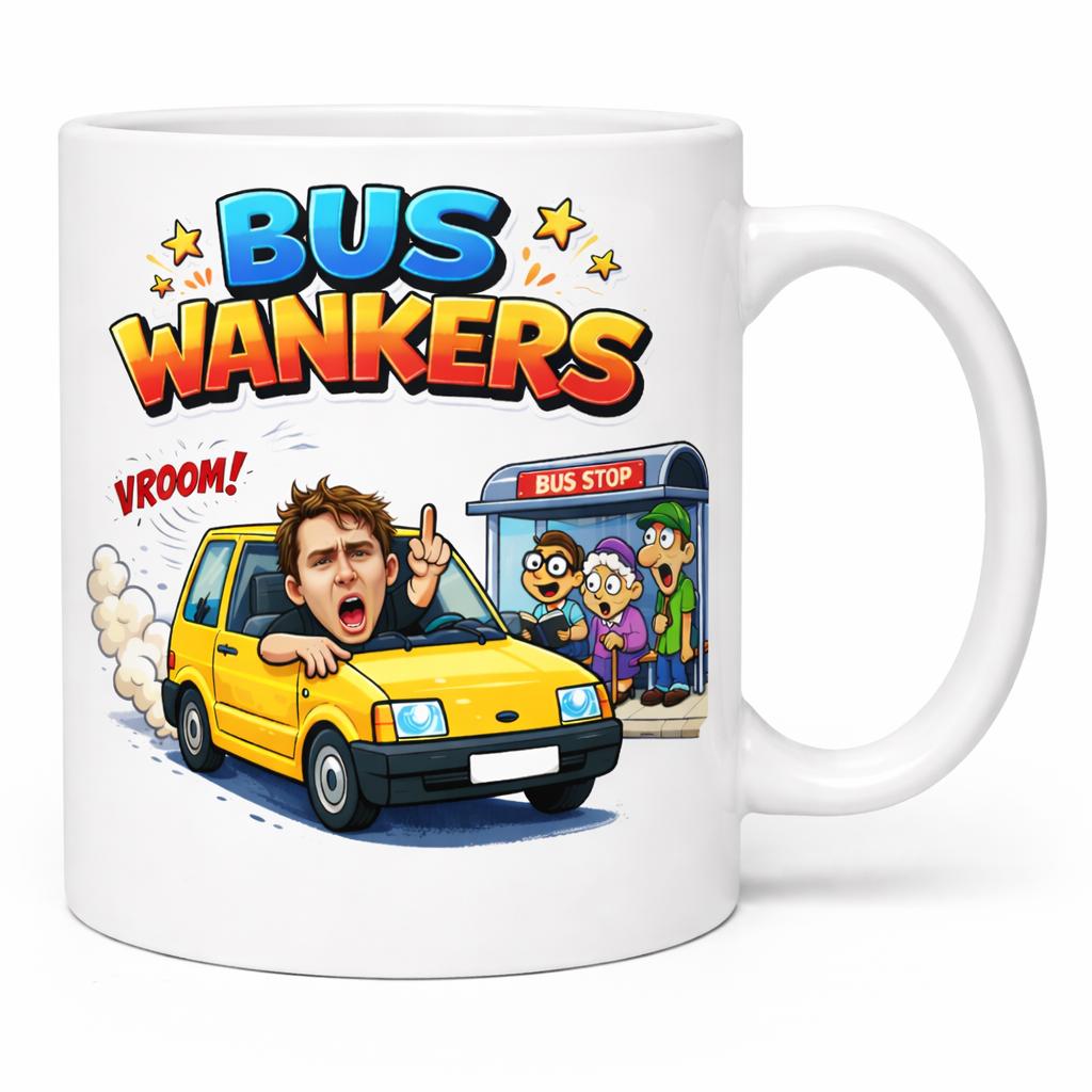 Funny Bus Wankers Mug Humour Joke 11oz Mug Ceramic
