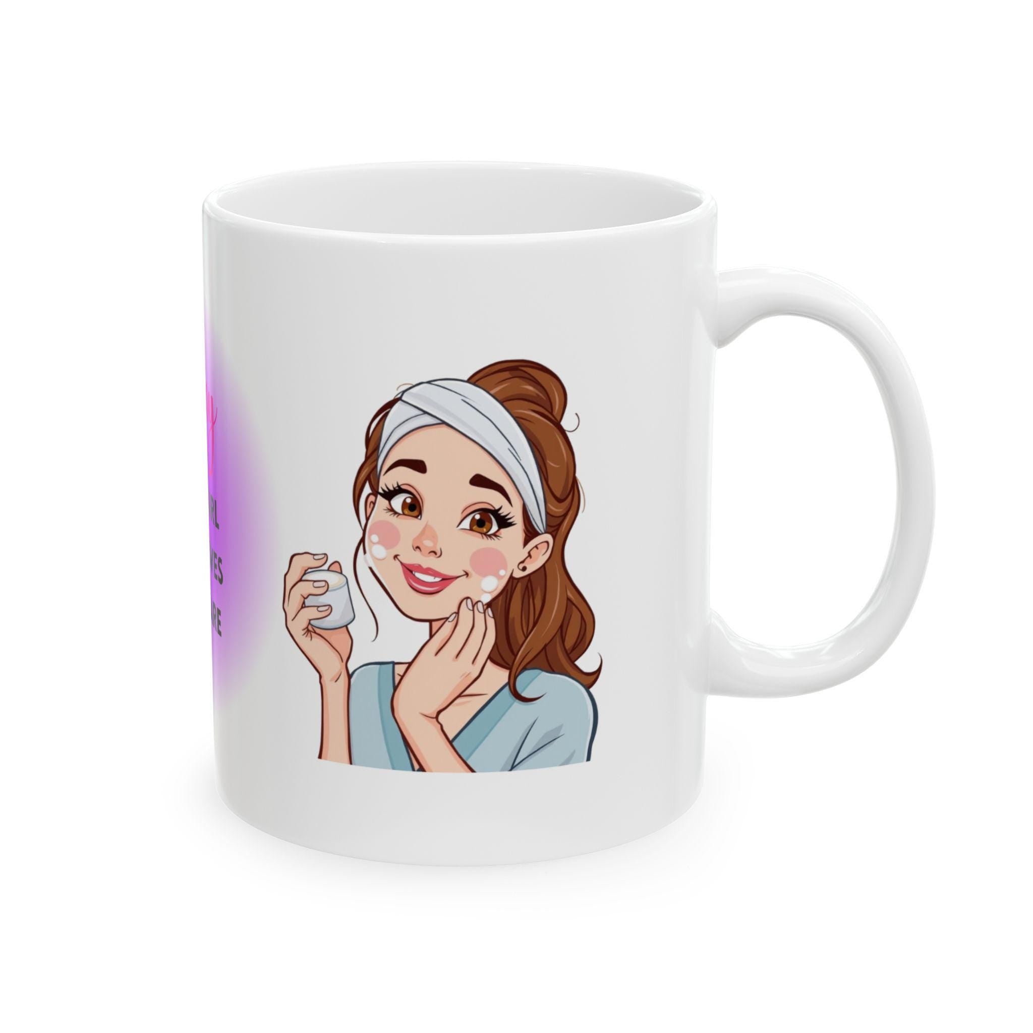 Personalised Skin Care Mug, Girl Who Loves Skincare, Gift