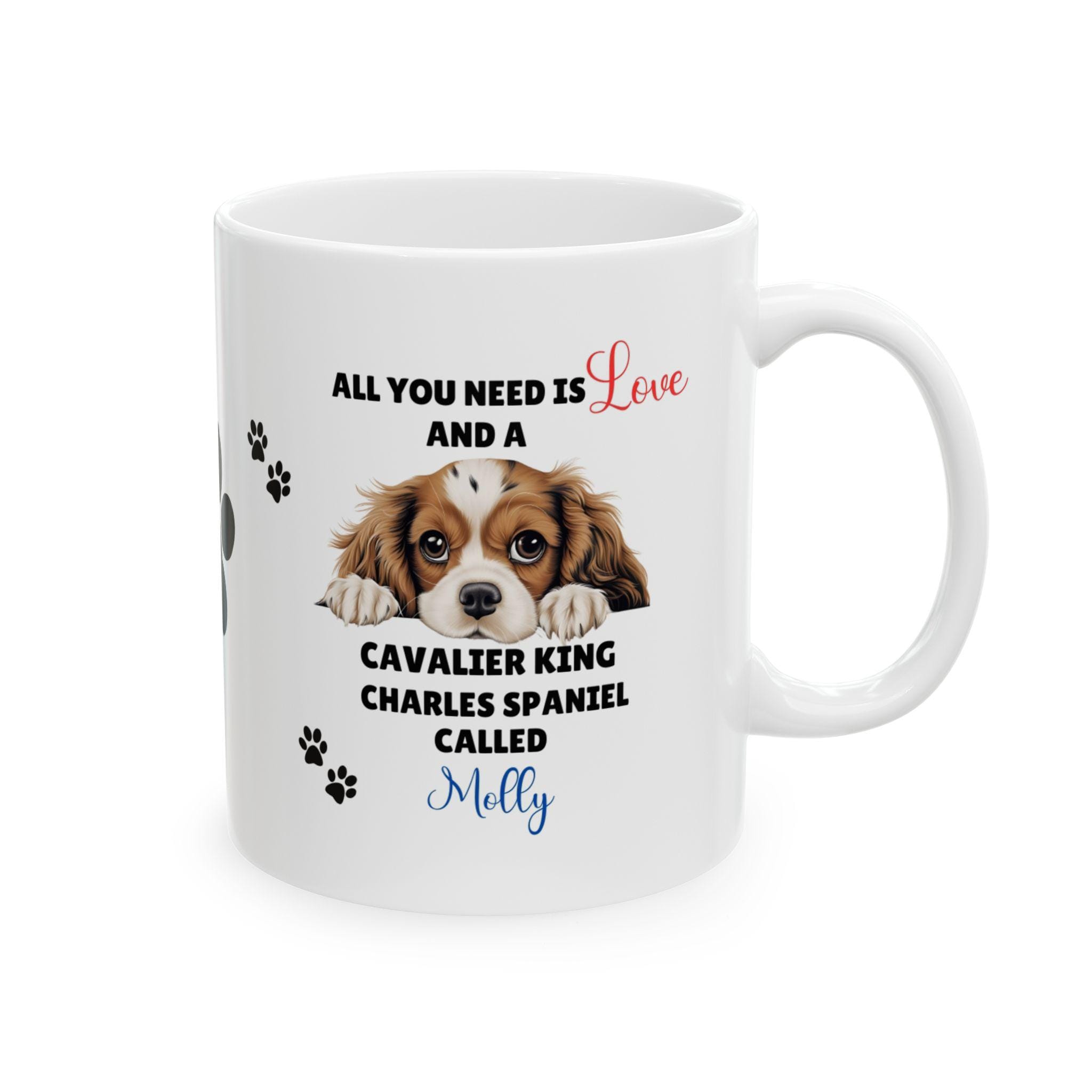 Personalised Cavalier King Charles Spaniel Mug: Dog Lover Gift, 11oz Ceramic Coffee Cup Drinkware