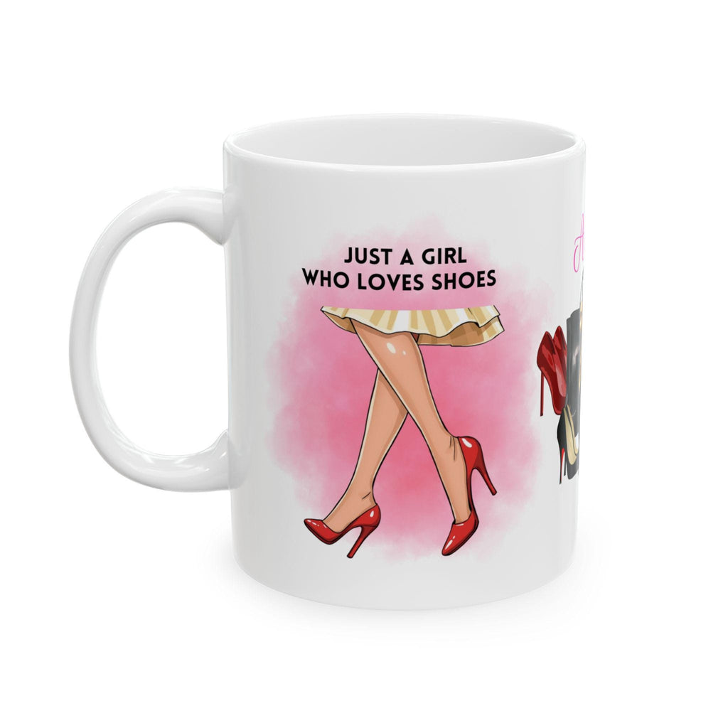Just a girl who loves shoes Mug: Personalised, retail shopping, shoes.