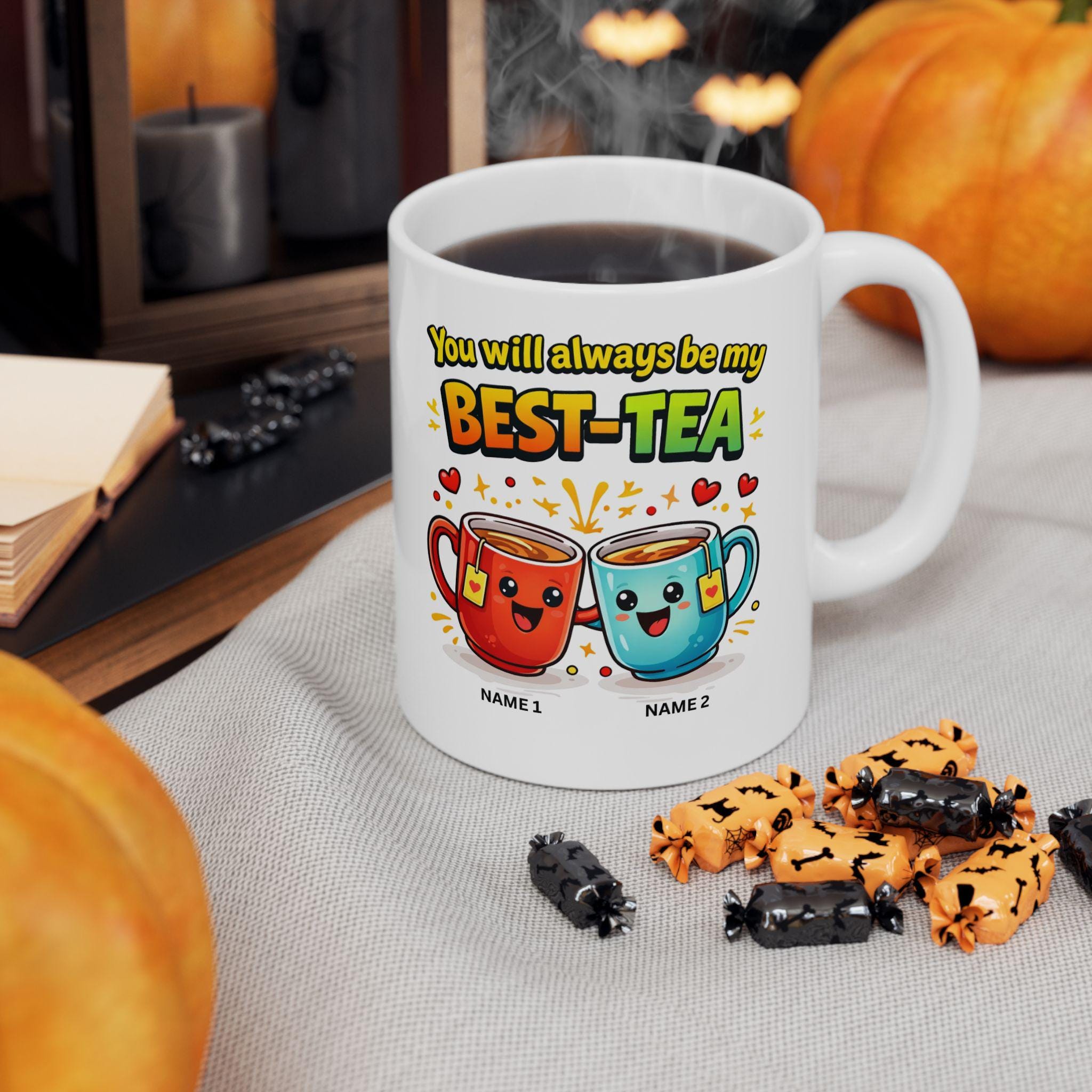 Personalised Bestie Tea Mug: Funny Friendship Gift, Ceramic Coffee Cup, Best Friends, 11oz
