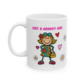 Personalised just a groovy girl, 11oz mug, fun.