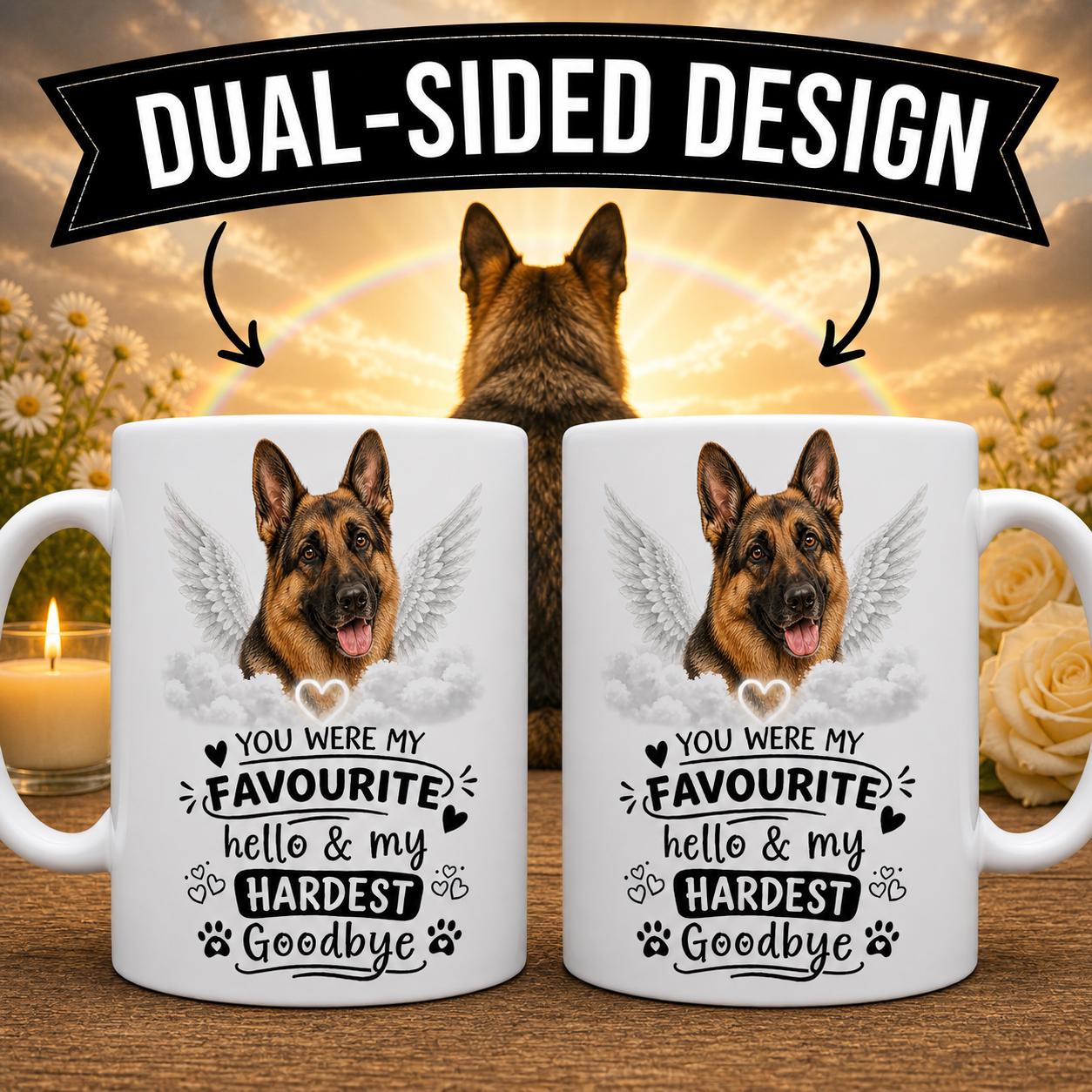 Personalised German Shepherd Memorial Mug Personalised, Pet Loss Gift, Dog Remembrance Mug, Favourite Hello Hardest Goodbye 11oz