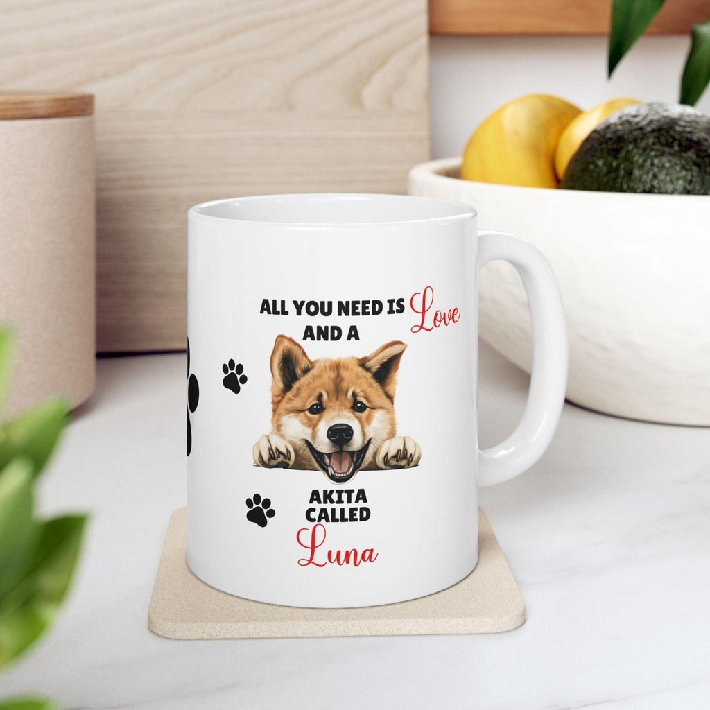 Personalised Akita Mug: Dog Lover Gift, 11oz Ceramic Coffee Cup Drinkware