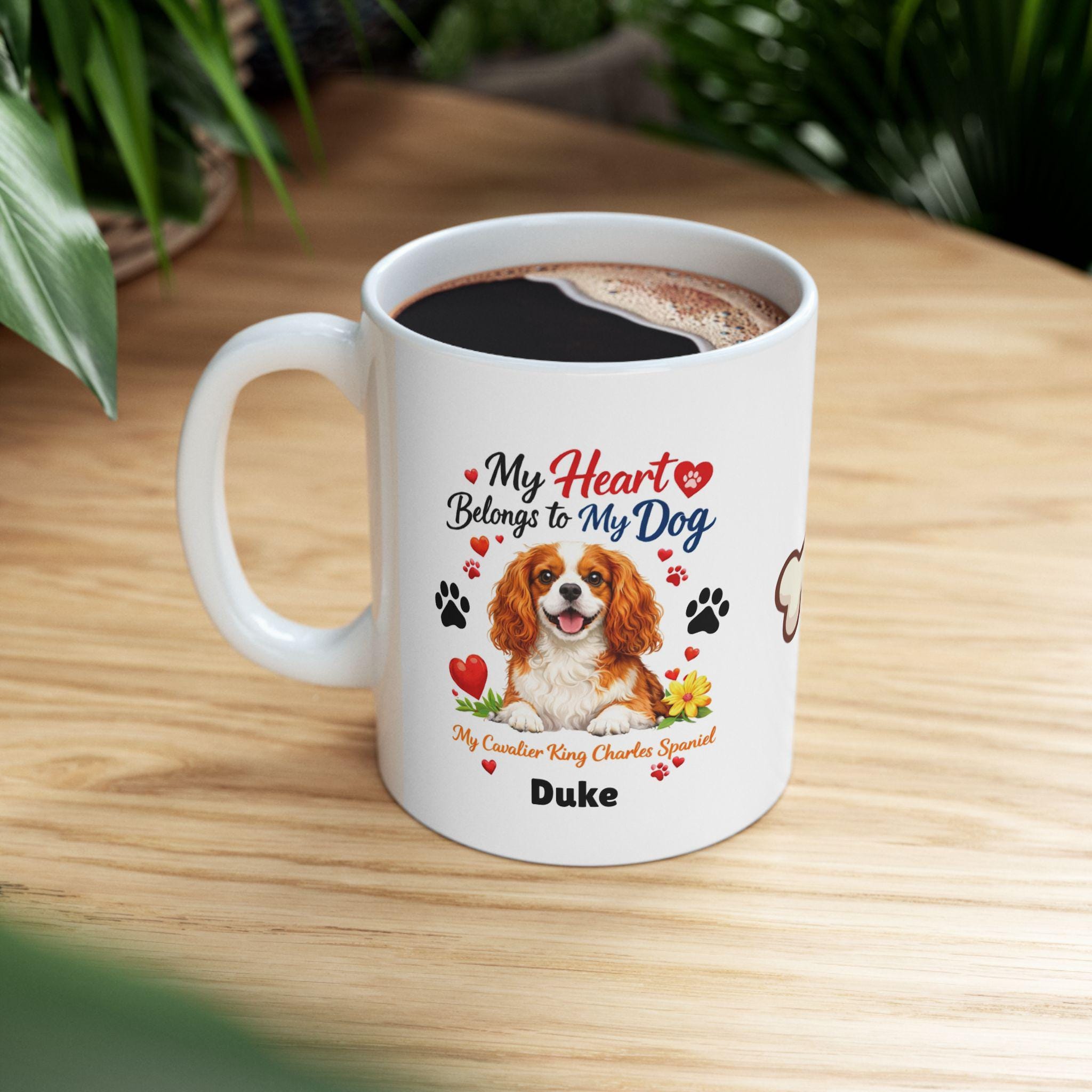 Cavalier King Charles spaniel dog mug, personalised