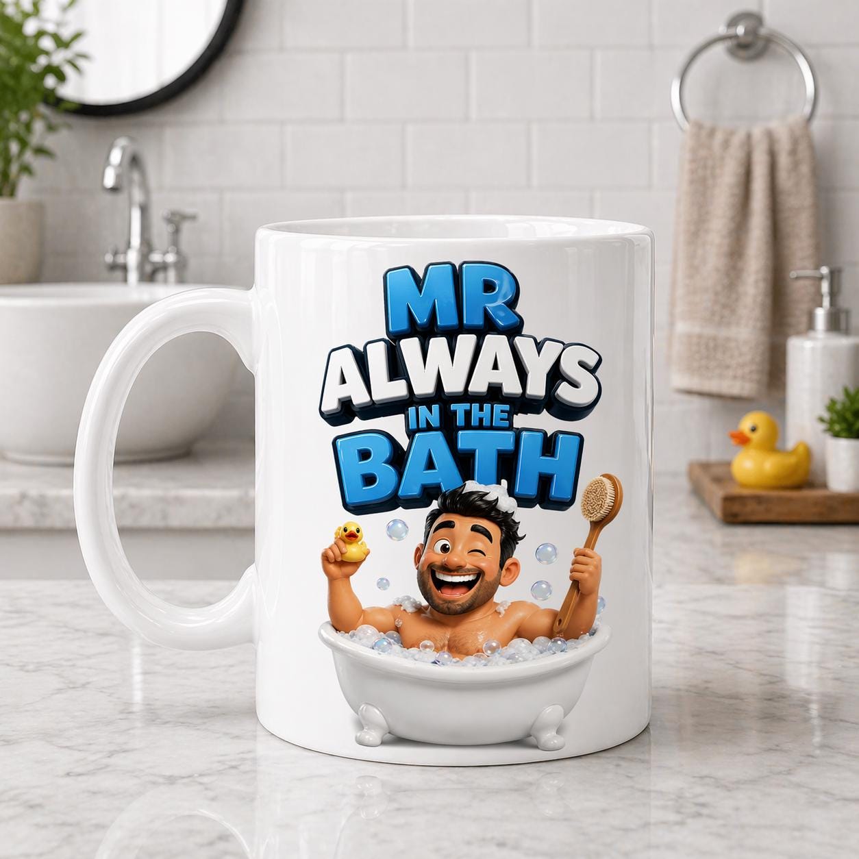 Mr always in the Bath Mug: Personalised Funny Gift