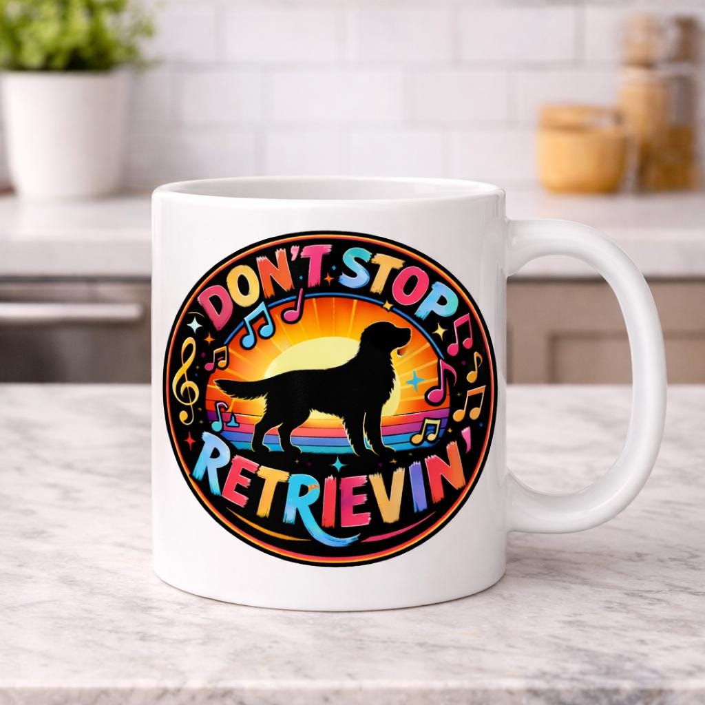 Don't Stop Retrievin' Dog Funny Novelty Music Gift Mug 11oz Ceramic