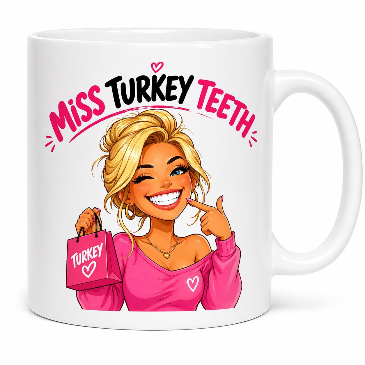 Funny Miss Turkey Teeth Funny Mug Her Mrs White Teeth blonde