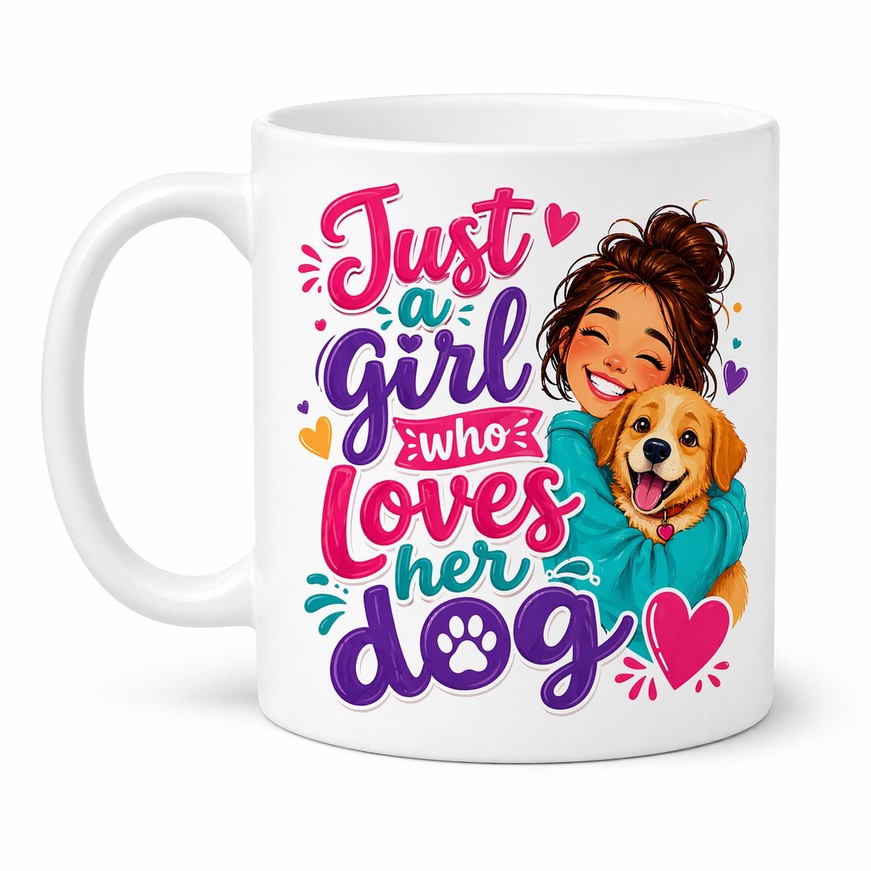 Just a girl who loves her dog, personalised, 11oz cup, funny.