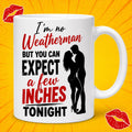 Funny Adult Humor Cup, I’m No Weatherman But You Can Expect A Few Inches Tonight, Cheeky Couples Gift, Rude Novelty Drinkware, Romantic 11oz