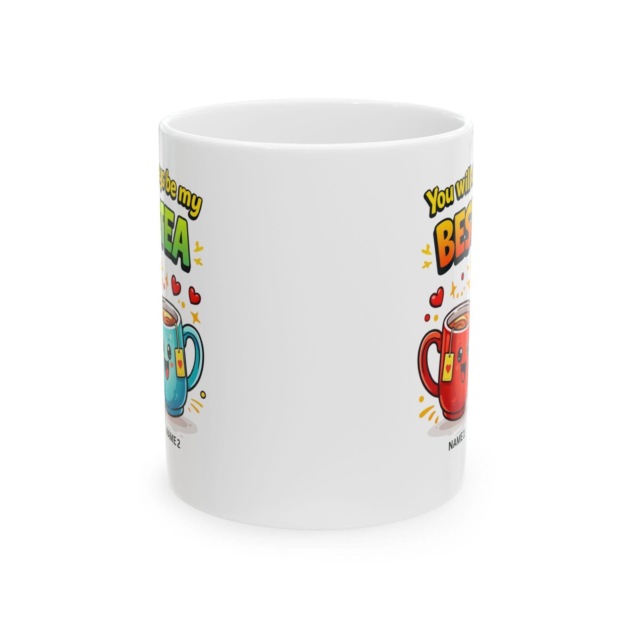 Personalised Bestie Tea Mug: Funny Friendship Gift, Ceramic Coffee Cup, Best Friends, 11oz